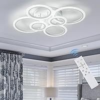 Vista 1 de Modern Ceiling Light Fixture: 60W White Ring LED Flush Mount Ceiling Light Dimmable Round Chandeliers for Dining Room Living Room Kitchen