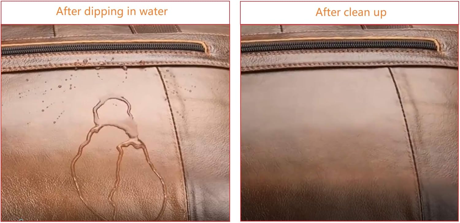 POKOFO Genuine Leather Briefcase Laptop Messenger Bag for Men with Padded Protection Fits 14 Inch Laptop