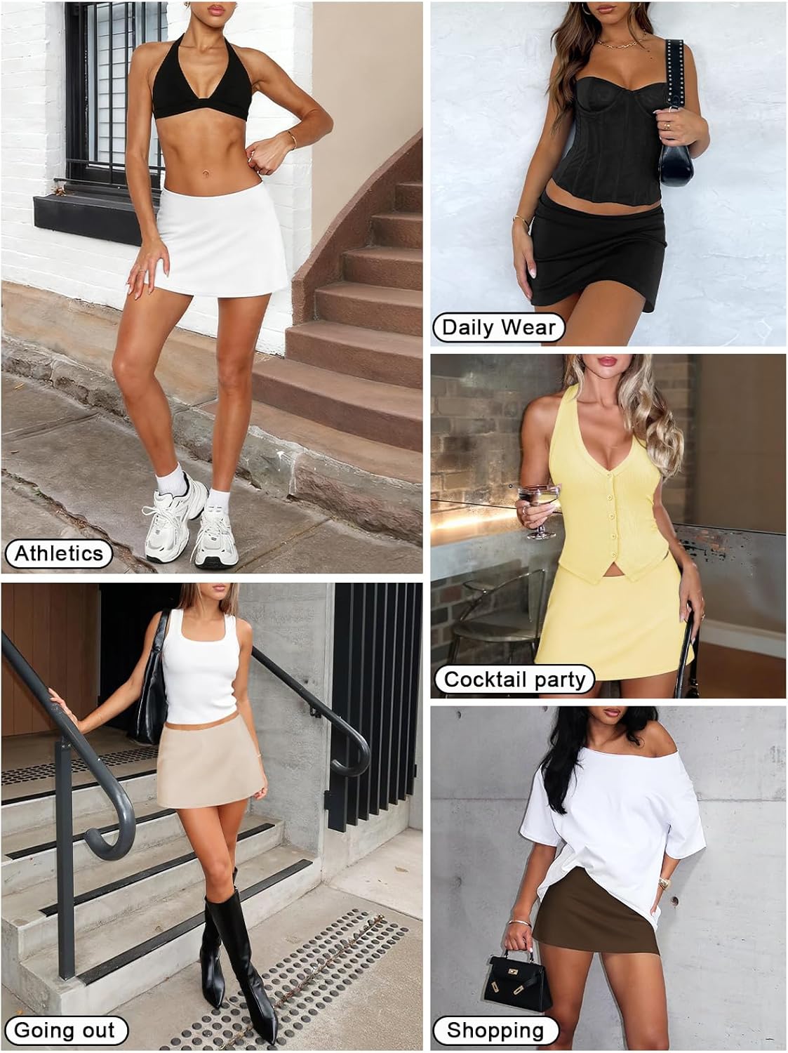 Womens Micro Mini Skirt with Shorts Low Rise A-Line Skort for Women Formal Going Out Casual Athletic Tennis Outfits - Image 7