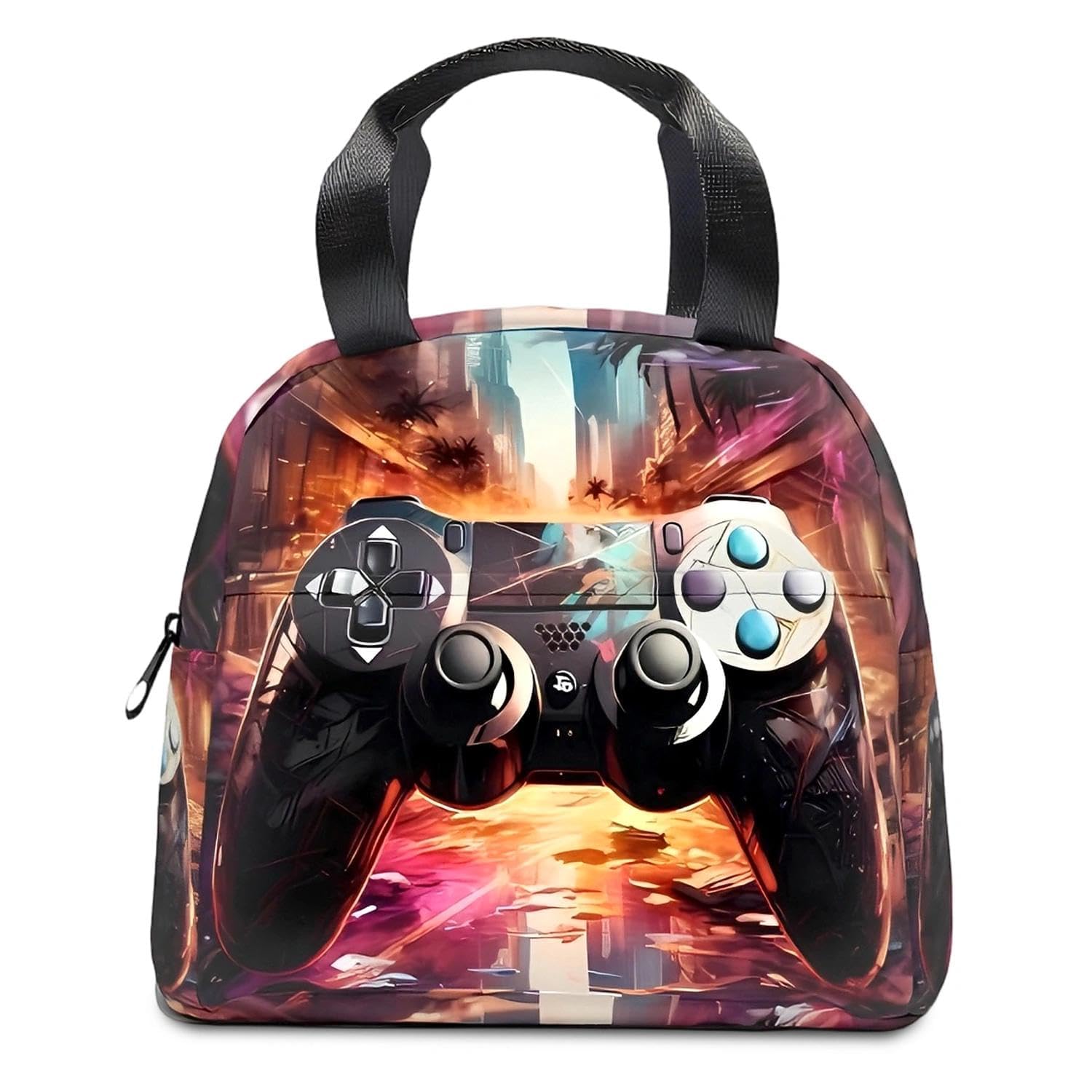 Gamer Lunch Box Kids,Packed Lunch Bag For Boys, Reusable Game Controller Themed Lunch Bag for Kids, Lightweight Nylon LunchBag Boys with Sturdy Handle, Insulated Packed LunchBag for School Travel