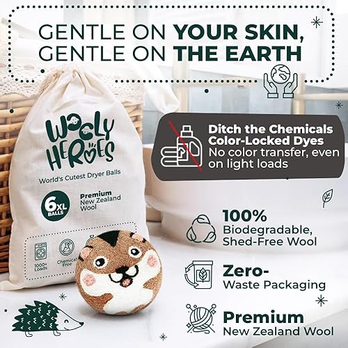 Vista 15 de No más hojas de secadora! Bolas de lana reutilizables para secadora XL, paquete de 6 unidades, reduce la estática, reduce el tiempo de secado y 6