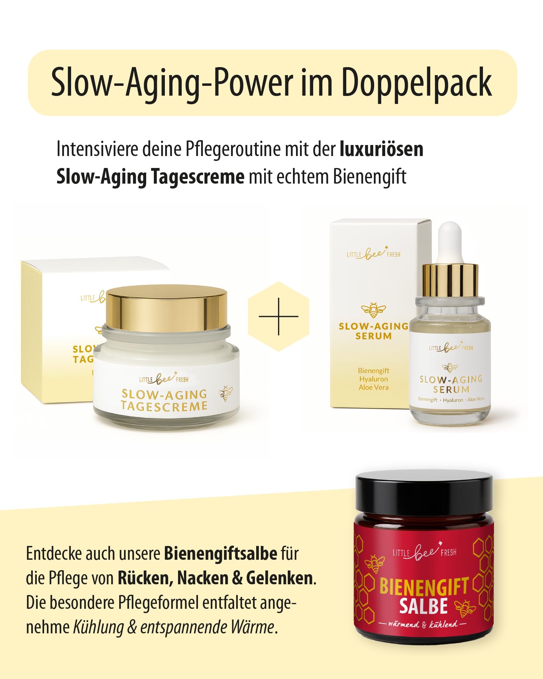 little bee fresh Bienengift Serum Spar-Set (3x) Anti-Aging mit echtem Bienengift, Hyaluron & Aloe Vera | bei Falten & reifer Haut | hochdosiertes Slow-Aging Bienengift Serum | 100% Imkerqualität