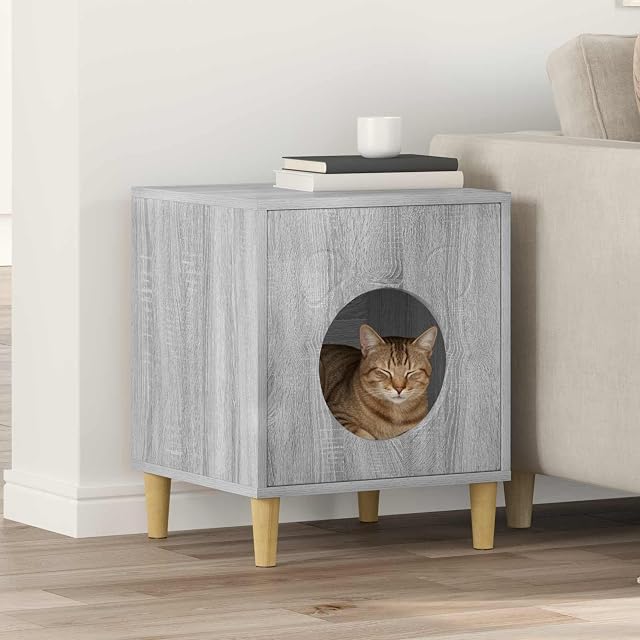Foto 2 de 8 de vidaXL Casa para Gatos Sonoma Gris 42,5 x 40 x 53 cm