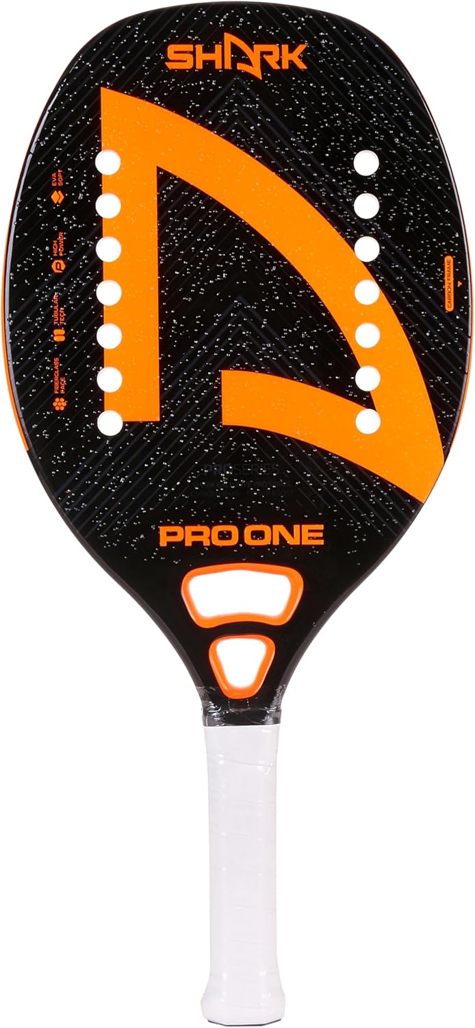 Shark Pro One - Professional Beach Tennis Racket | Carbon Frame, Fiberglass Face | Intermediate Level Players