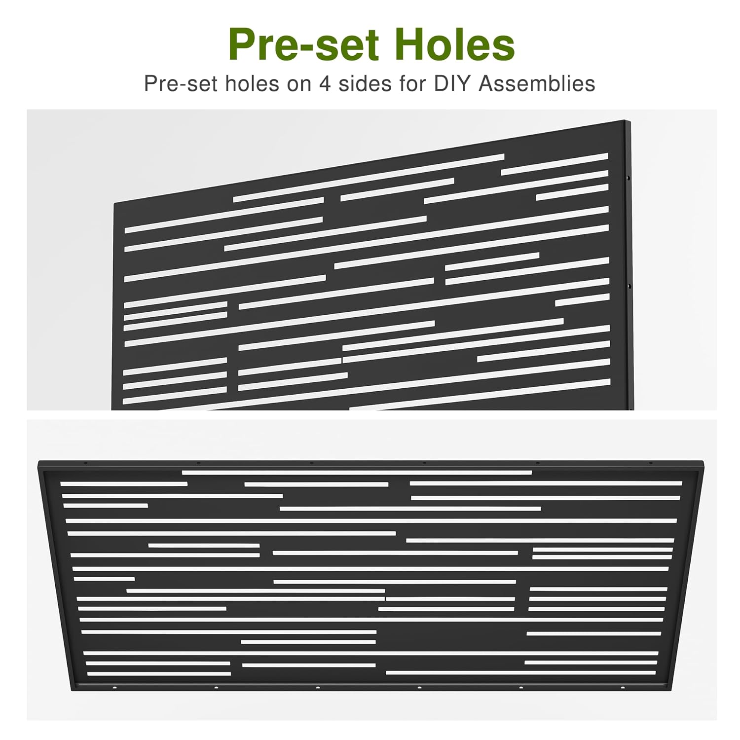 Casaphoria 72" H x 47" W Metal Outdoor Privacy Screen, Freestanding Decorative Divider for Patio, Deck, Balcony, and Garden with Stable Base, Black Shine