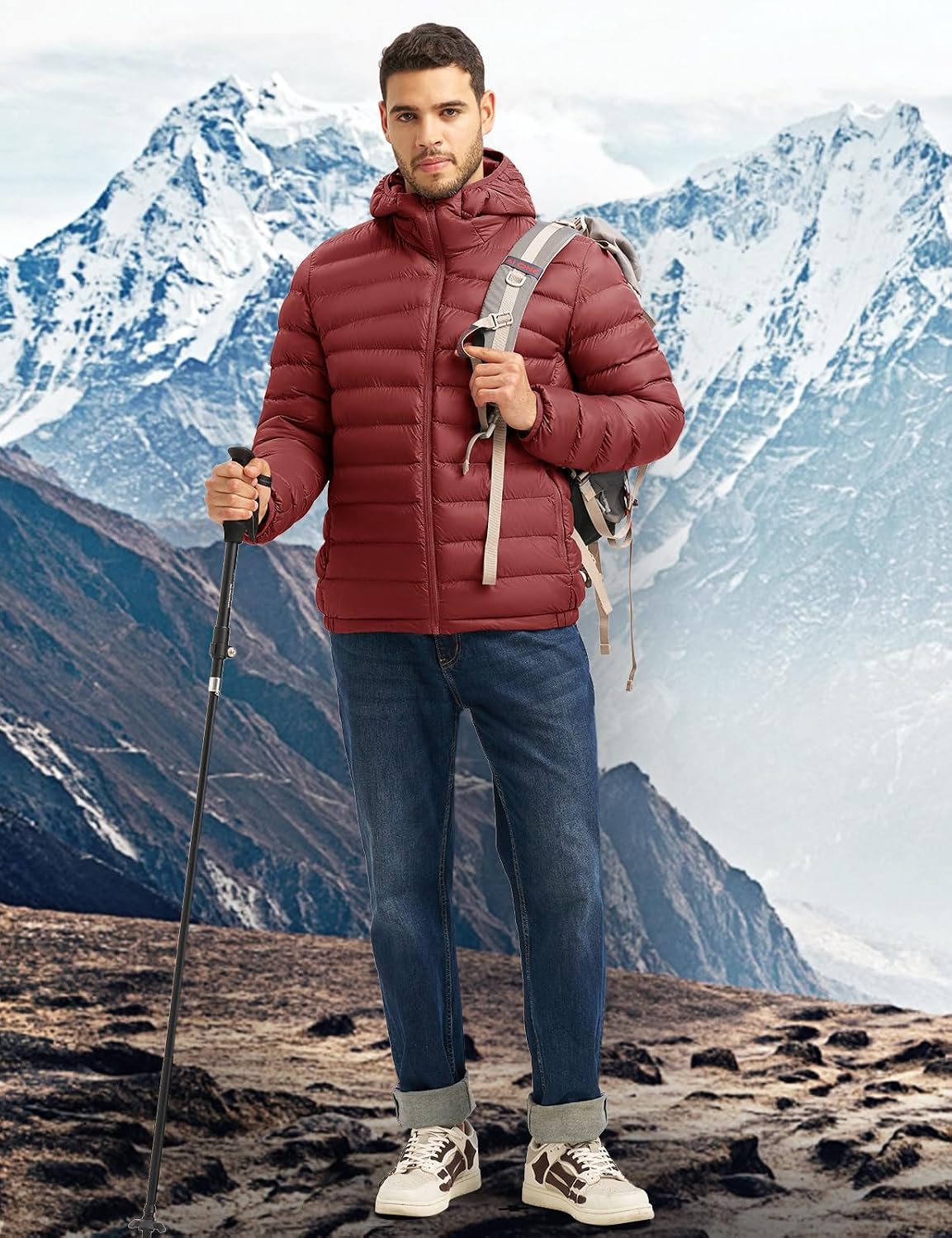 Rdruko Men's Lightweight Packable Puffer Jacket with Hood Winter Puffy Coat