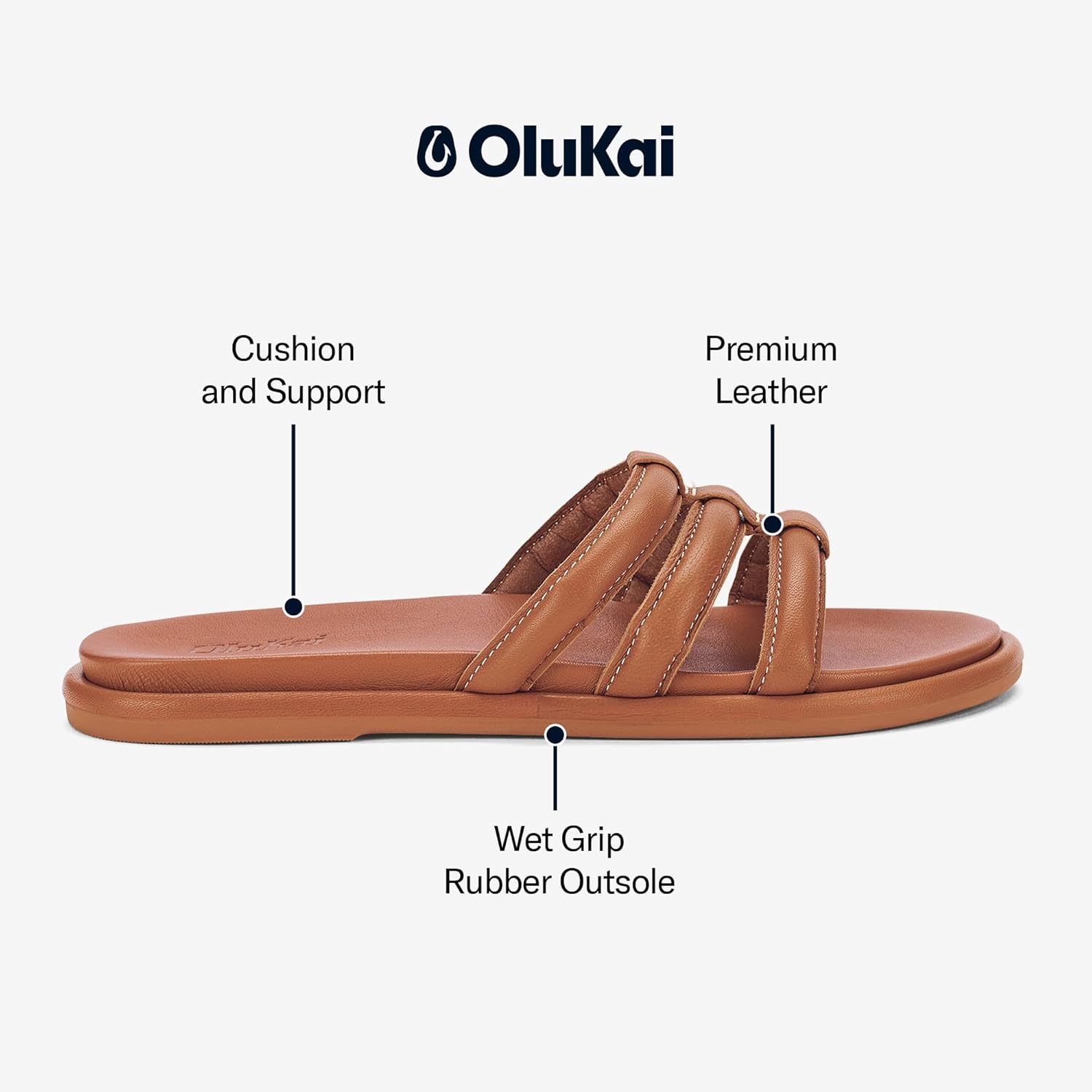 OLUKAI Tiare Women's Slide Sandals, Premium Leather & Stylish Design, All-Day Comfort & Support - Image 5