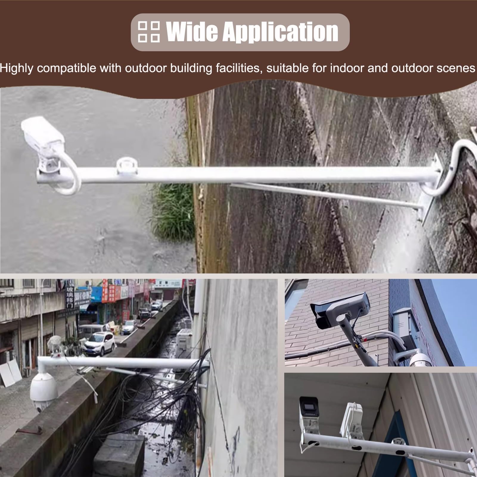 Poste de vigilancia para cámara, Soporte de Pared Extensible para cámara de Seguridad Exterior - Soporte Universal Ajustable de 1,2 m, 1,5 m y 2 m para cámaras de vigilancia - Diseño telescó