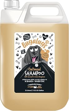 BUGALUGS Oatmeal & Aloe Vera Dog Shampoo With Fragrance - Professional Vegan Pet Conditioner for Smelly Dogs and Puppies 5 Litre