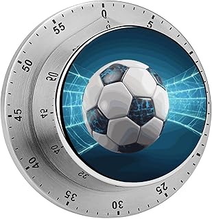 Mechanischer Timer, 60 Minuten, Aufzieh-Timer, Fußball, Sportball, Küchentimer mit Magnetfuß, Edelstahl-Timer, manuell drehbarer Countdown-Timer für Meetings, Kochen, Arbeiten