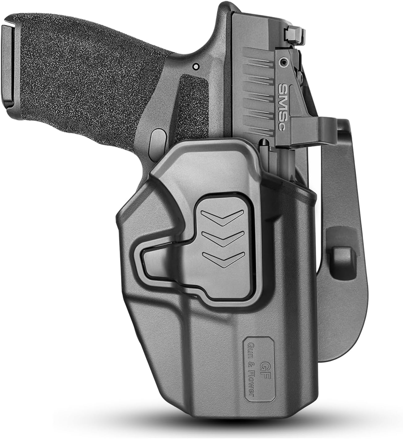 GUN & FLOWER OWB Holster for Springfield Hellcat Pro, Level II Retention Outside Waistband Holster, RDS Ready, Multiple Attachment Styles (Paddle or Belt Clip)