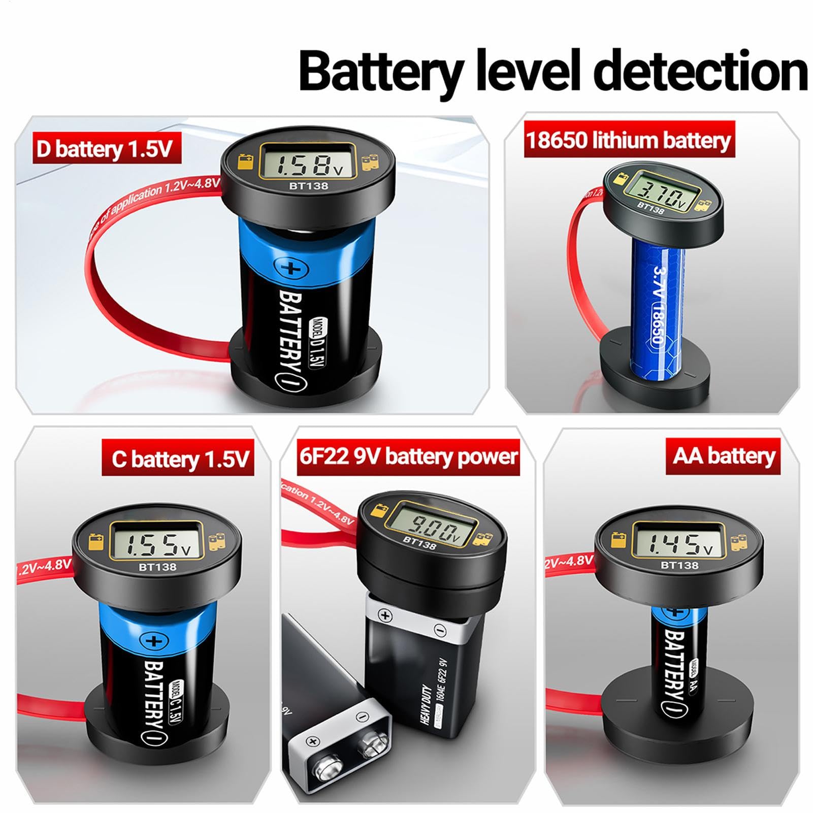 Tester Di Batterie Portatile Digitale Con Magnete – Compatibile Con AA, AAA, C, D, 9V, A Bottone, 18650 E Altre, Con Display Chiaro E Antiscivolo