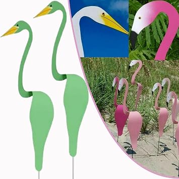 2 Pcs Florida Dancing Birds Garden Metal Art,Sherem Magical Metal Windmill, Florida Dancing Flamingo, Shirem Magical Metal Windmill, Metal Lawn Art Ornaments for Outdoor Patio Backyard G*2Pcs