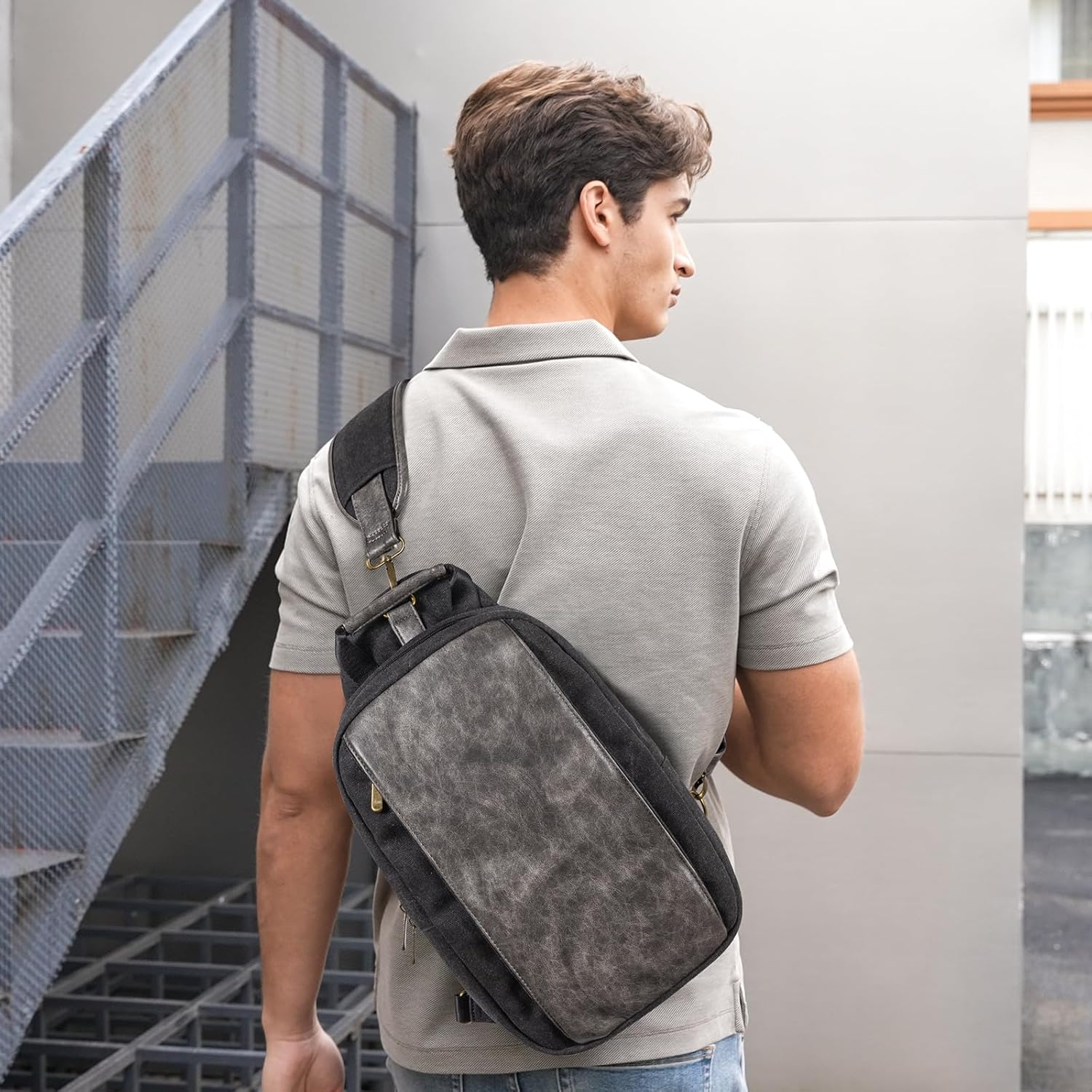 Canvas Messenger Bag Sling Bag Crossbody Shoulder Bag for Men Women Travel Work Satchel Bags