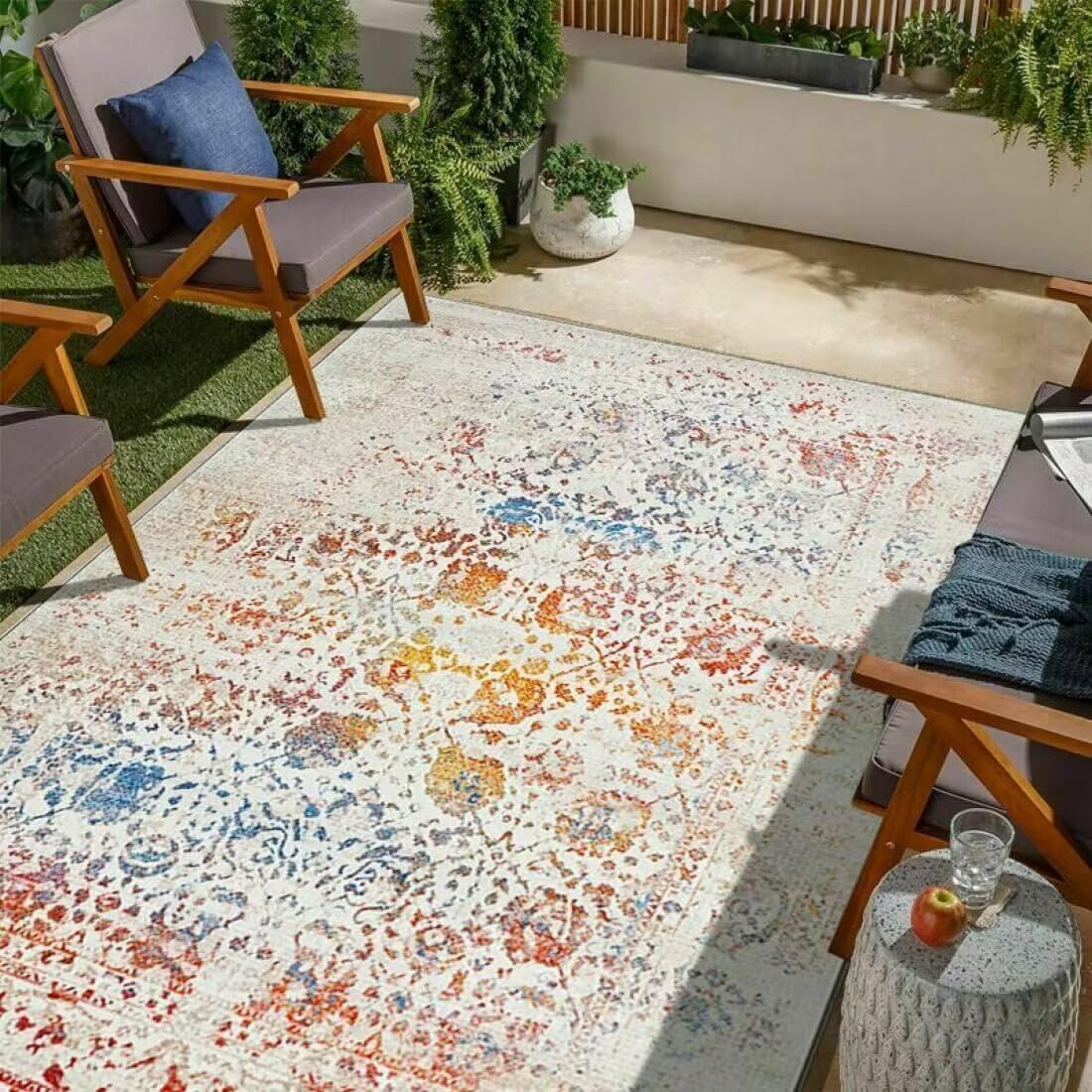 Tapis de salon durable et facile à nettoyer, motif abstrait élégant qui ne ternit pas au soleil