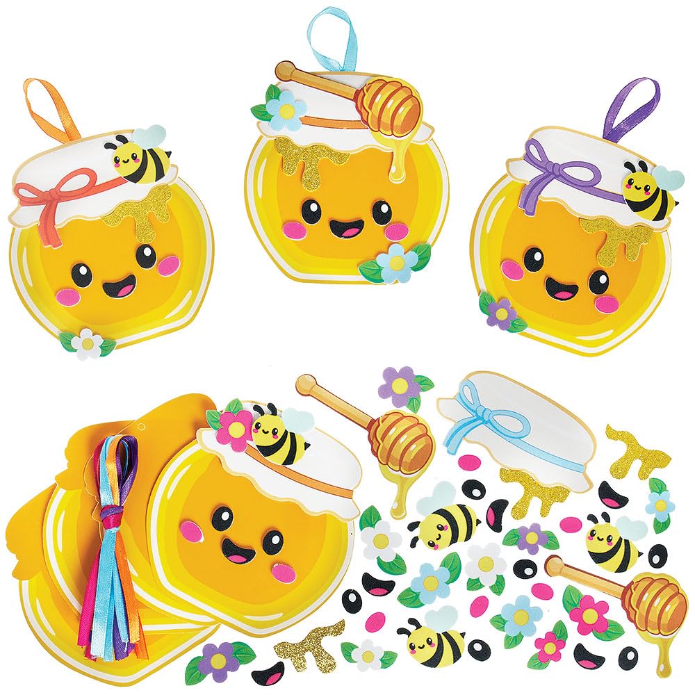 Baker Ross WA152 Honey Pot Mix & Match Decoration Kits - Pack of 8, Fun Foam Craft Kits for Kids and Classroom