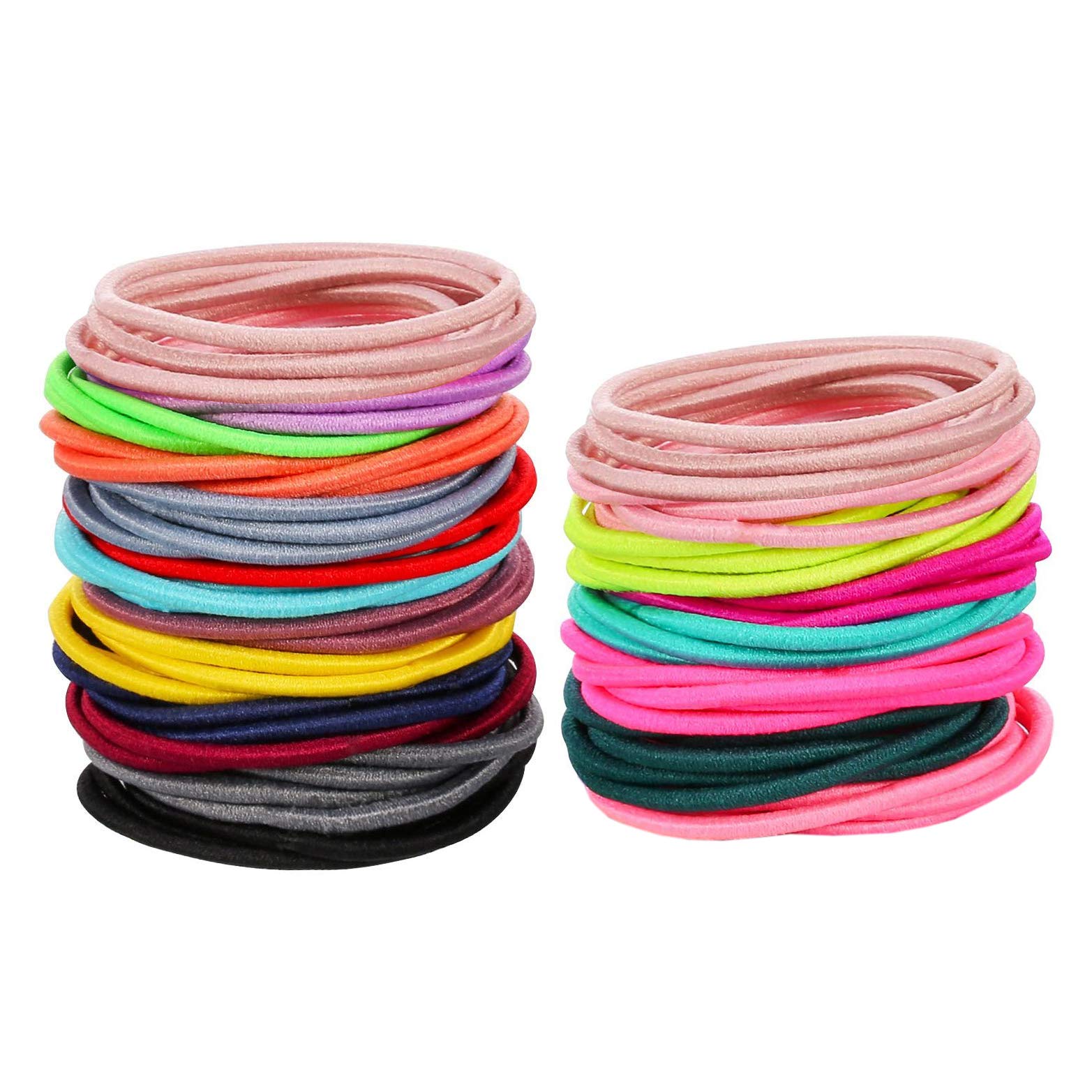 Cisixin 100 Pcs Candy Color Hair Ties Bobbles Elastic Ponytail Holders No Metal Hair Bands for Women Girls