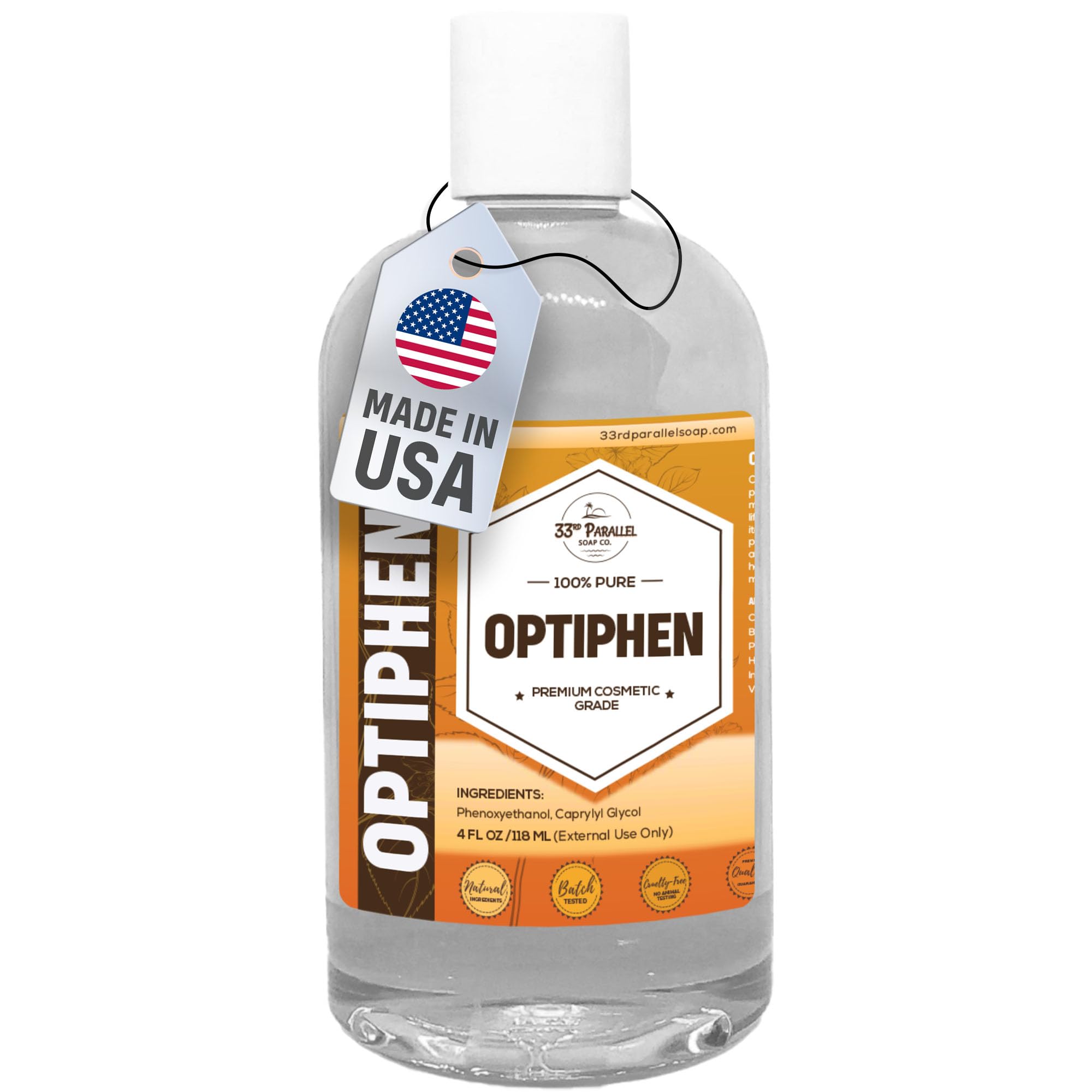OPTIPHEN Natural Preservative (4 oz) Paraben-Free; Formaldehyde-Free; Water & Oil Soluble | Suitable for Soap Making, Lotions, Conditioners, Creams & More | Keeps Products Fresh & Safe | 4 Ounces