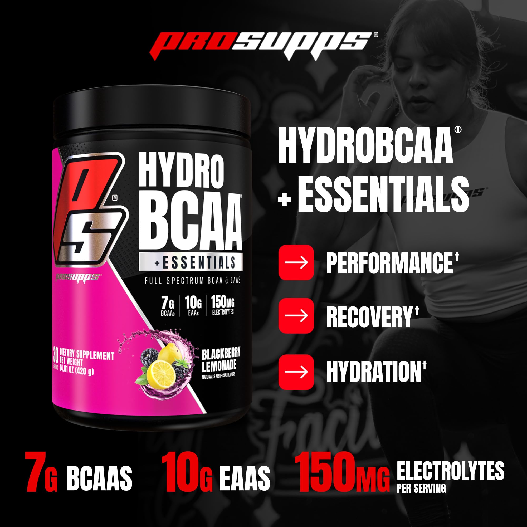 ProSupps HydroBCAA Plus Essentials (Blackberry Lemonade, 30 Servings)
