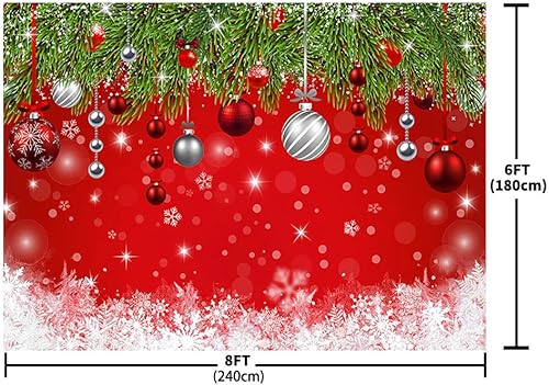 Miniatura 9 de AIBIIN Telón de fondo de Navidad de copo de nieve de invierno de 7 x 5 pies para fotografía de Nochevieja con purpurina Bokeh rojo brillante de