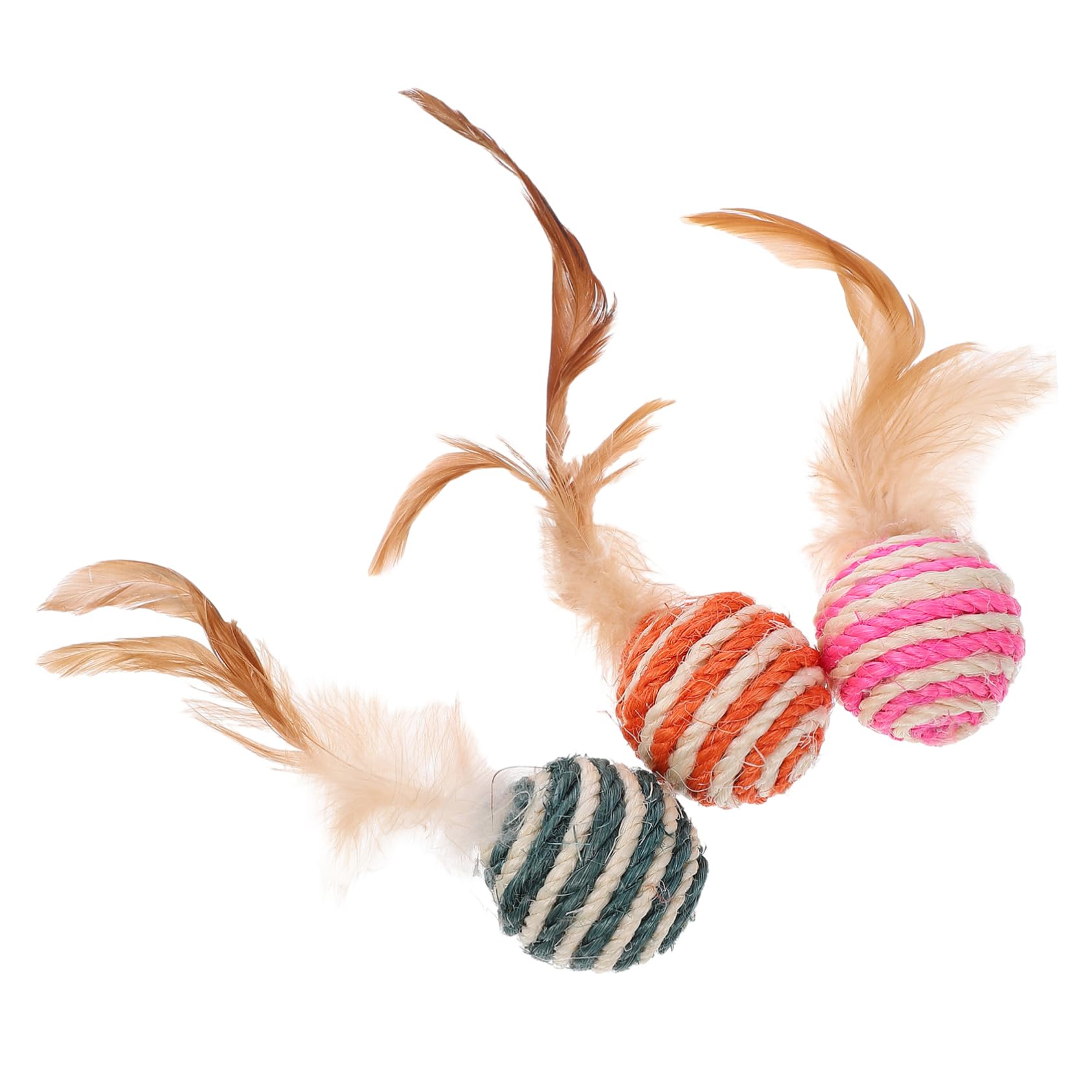 YARNOW Cat Toys 3 Pcs Plush Ball Feather Rope Interactive Cat Toys for Indoor Play Scratching Random