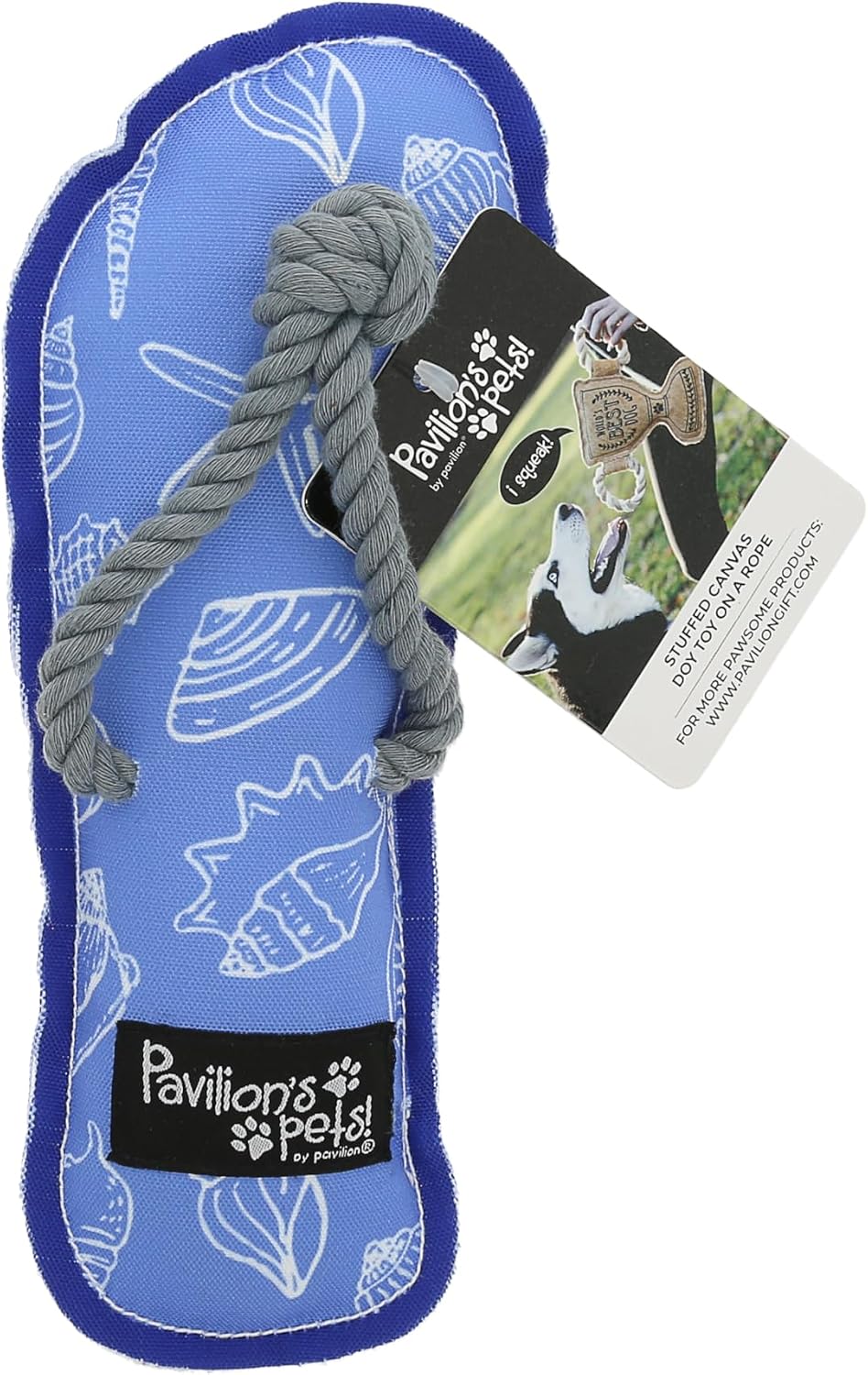 Pavilion - Every Dog Needs Vitamin Sea - 9" Flip Flop Beach Seaside Ocean Puppy Dog Toy with Rope Handle K-9 Furry Companion Present