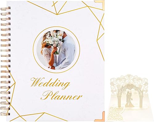 Vetoo Agenda de boda de 9 x 11 pulgadas, organizador de tapa dura, regalos de compromiso para parejas, regalos de novia para ser, calcomanías de