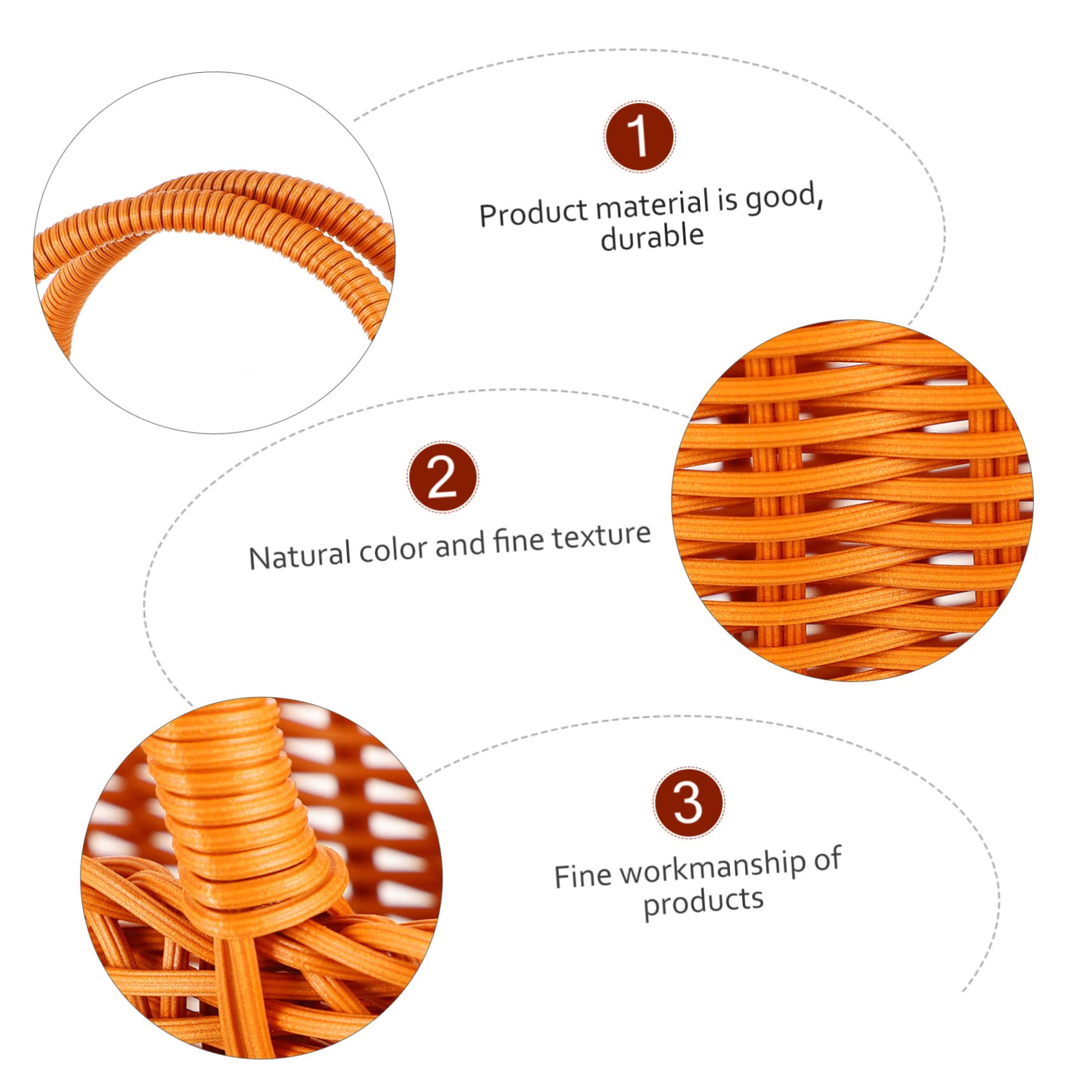 VINTORKY 1pc Rattan Basket Rattan Flower Basket Storage Basket Camping Storage Containers Basket Picnic Basket with Handles Rattan Fruit Baskets Woven Dish Lifter Manual Plastic