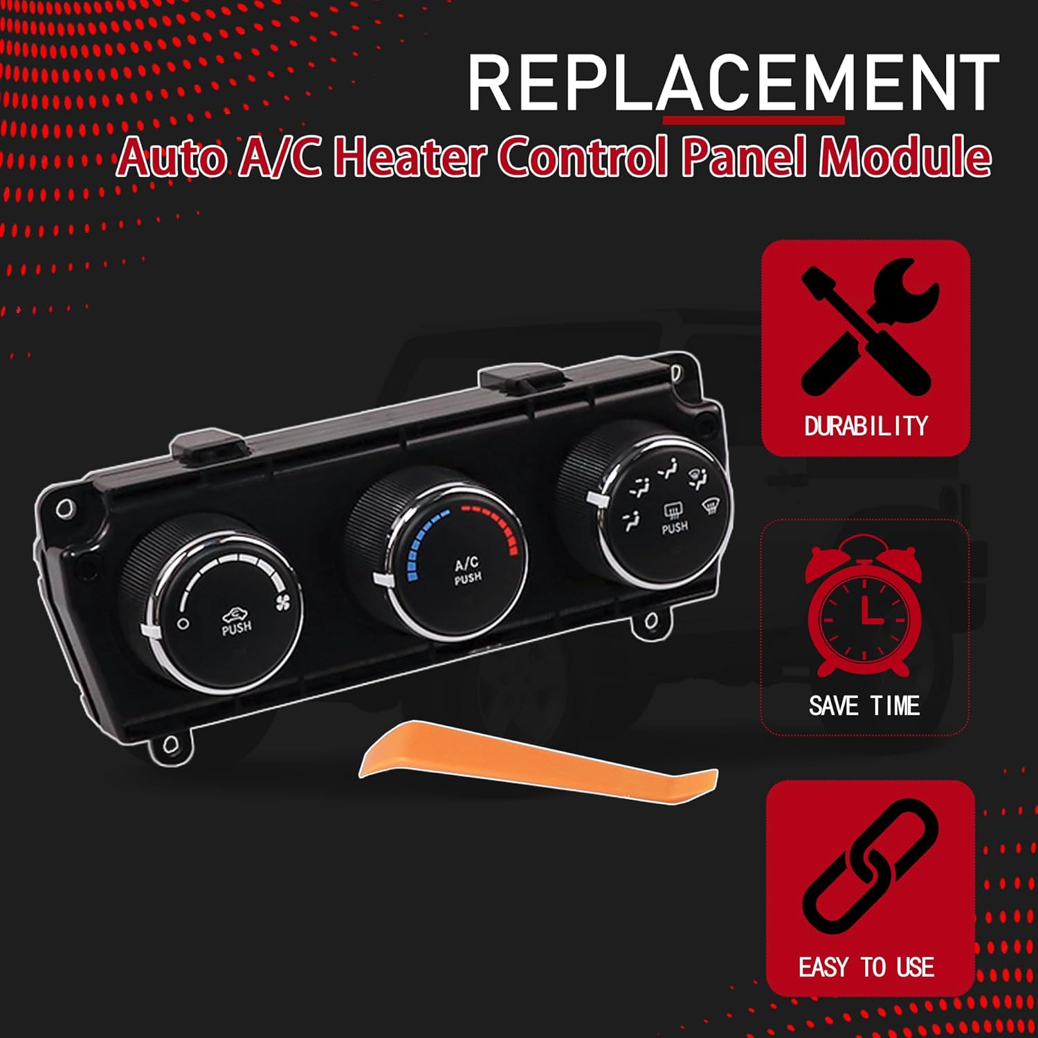 Auto A/C Heater Climate Control Panel Module Compatible with 2011-2013 Jeep Wrangler Replaces 55111168AI HVAC Climate Control Unit Switch with Rear Defroster