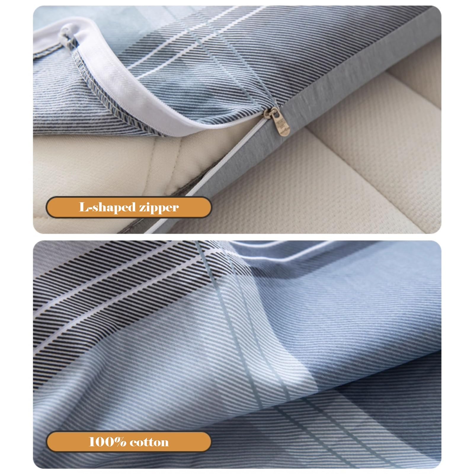 Housse De Futon Japonaise for Matelas De Sol, Housse De Futon Japonaise À Fermeture Éclair, Housse De Matelas De Sol, Coton, Lavable en Machine(Stripes,80x190cm/32x75in)