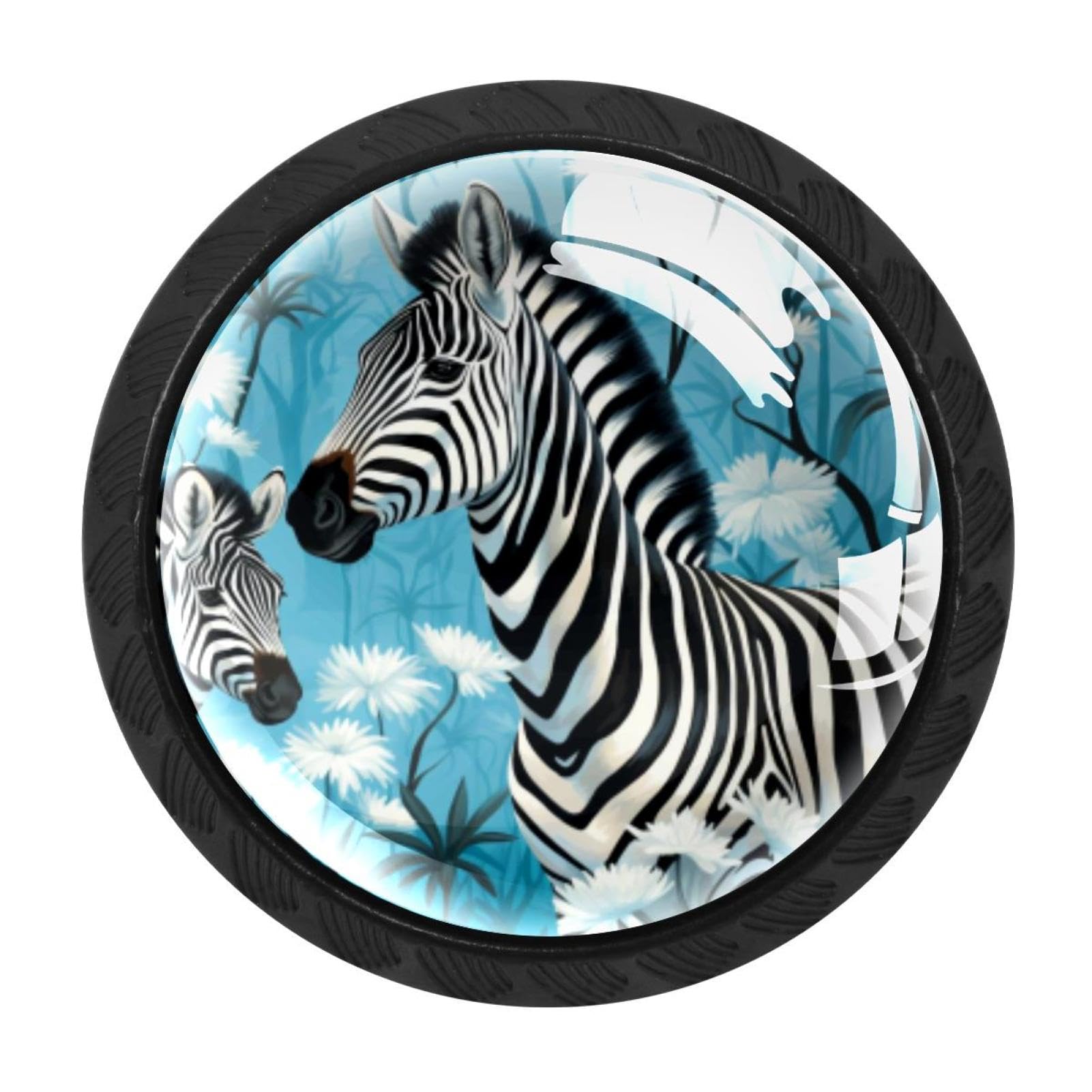 CHENZZZZ 4 Pieces Kitchen Cabinet Drawer Dresser Door Knobs Pulls Handles, Zebra