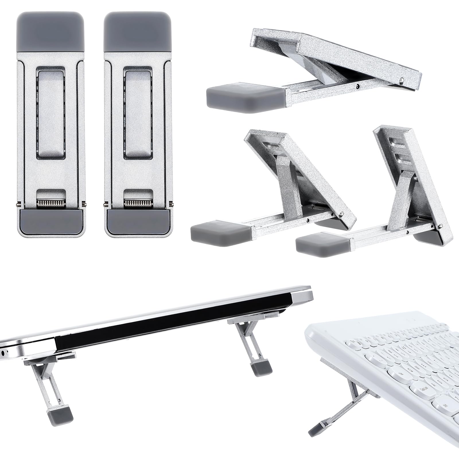 Mini Portable Laptop Stand for Desk Portable Keyboard Riser Three Tilt Angle Adjustable Foldable Invisible Laptop Riser Self-Adhesive