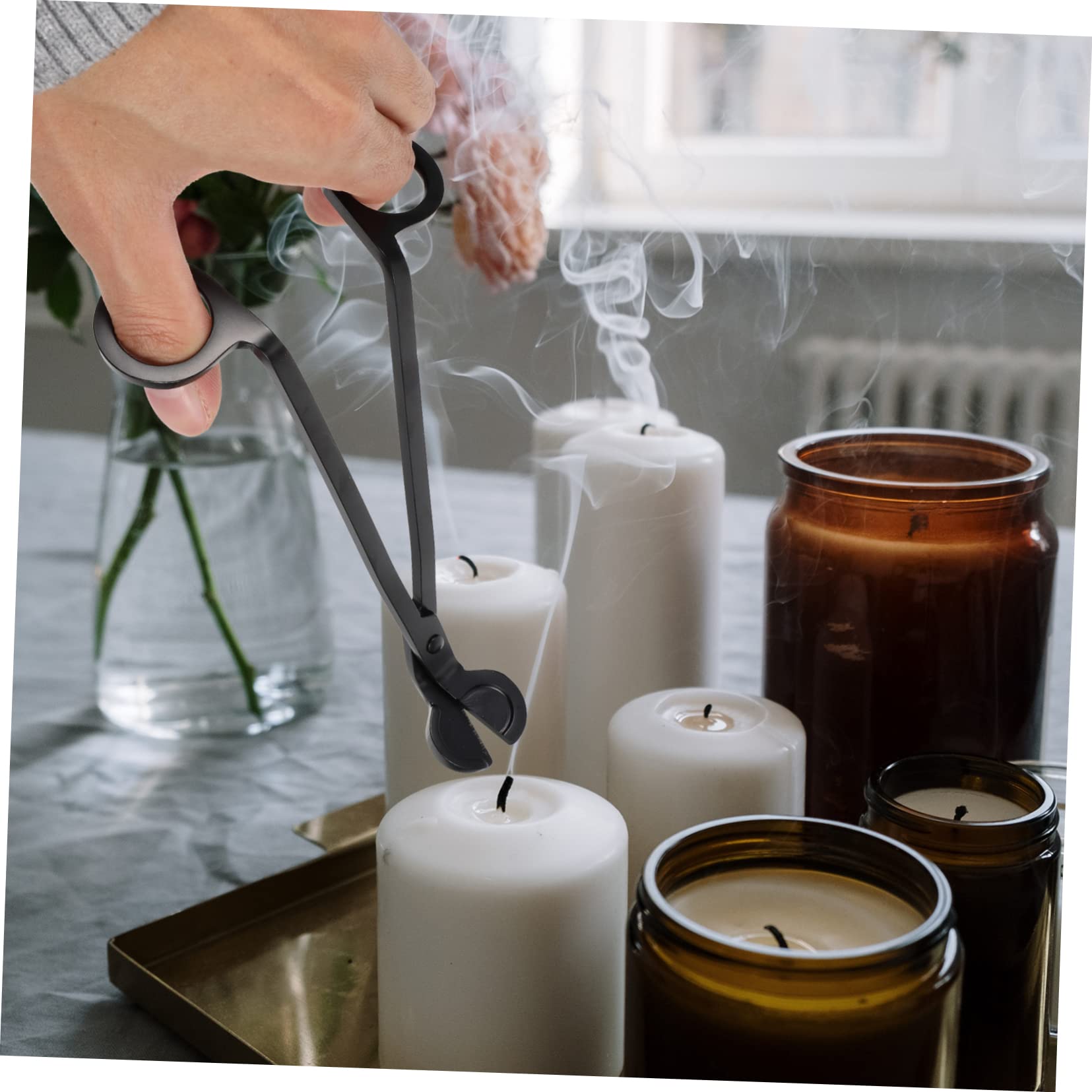 Set Accessori Candela Nero in Ferro 4 Pezzi per Stoppini