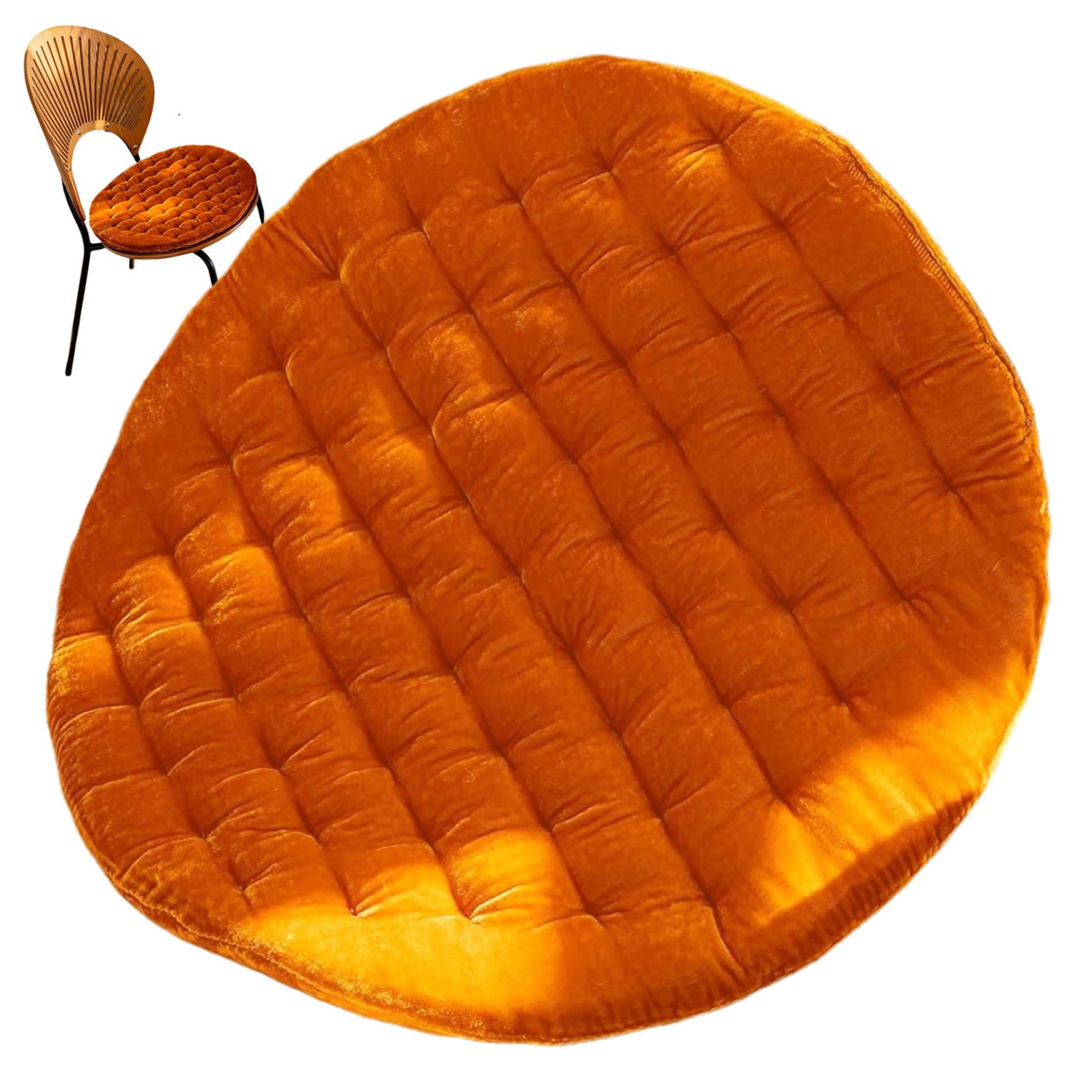 Coussin de siège rond en velours pour aménager un coin lecture de baie vitrée
