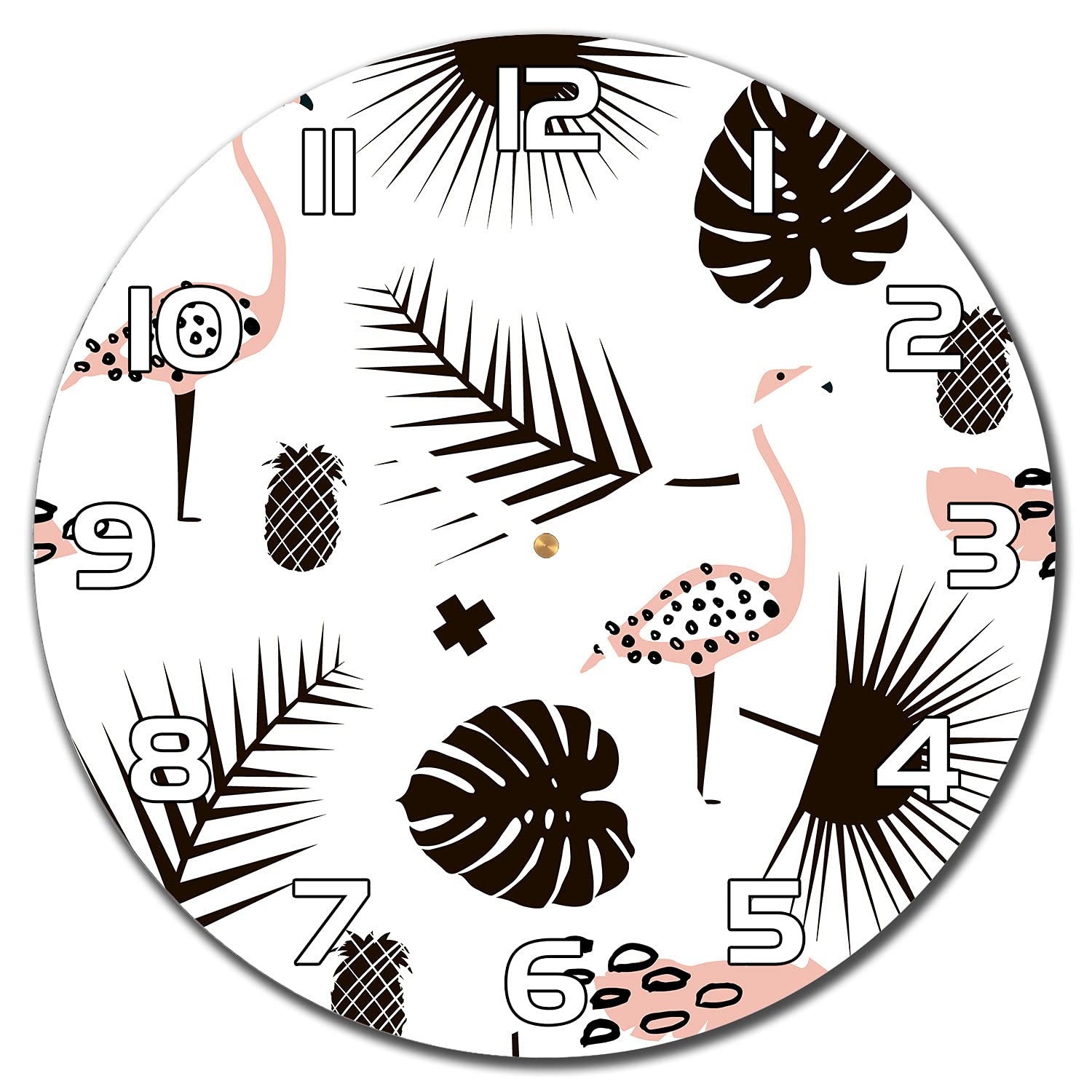 Horloge en verre sécurité 30 cm impression palme haut de gamme