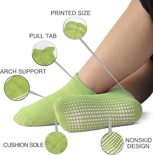 Miniatura 2 de EPEIUS Calcetines antideslizantes de algodón grueso con empuñaduras para niños y niñas, paquete de 612