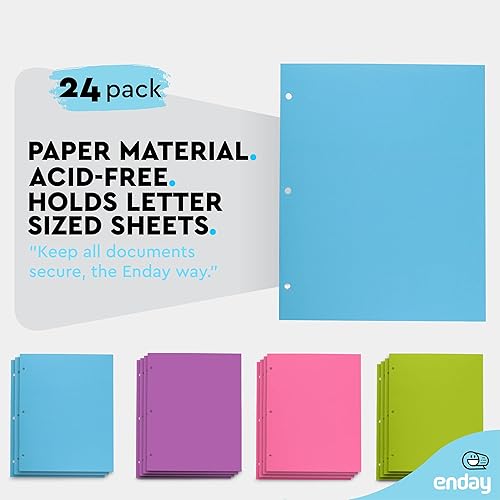 Miniatura 4 de Enday Paquete de 500 carpetas de 2 bolsillos a granel, carpetas de papel de colores con bolsillos para papel tamaño carta, 4 colores surtidos