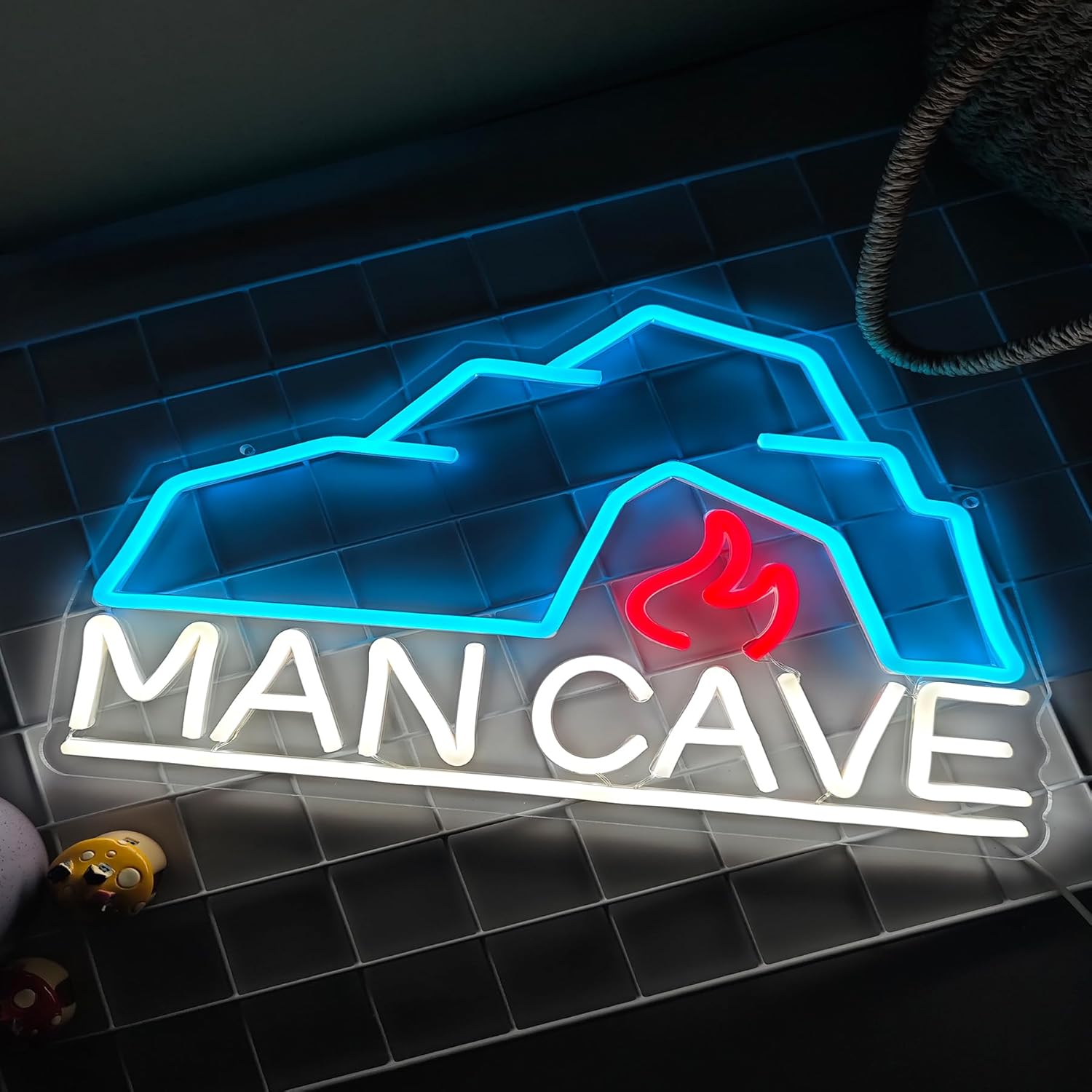 MAN CAVE Neon Sign Led Wall Decor Man Cave Neon Light Up Signs Wall Art for Home Room Bar Bedroom USB Powered 15.7"x10.8"