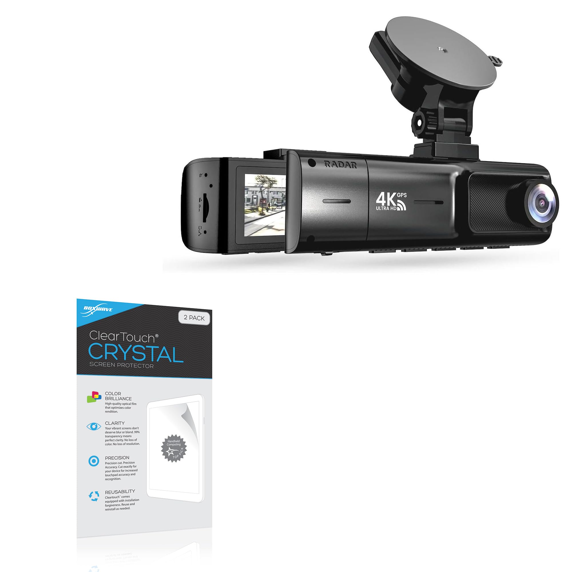 BoxWave Screen Protector Compatible with PRUVEEO RD316 Dash Cam - ClearTouch Crystal 2-Pack HD Film Skin - Shields