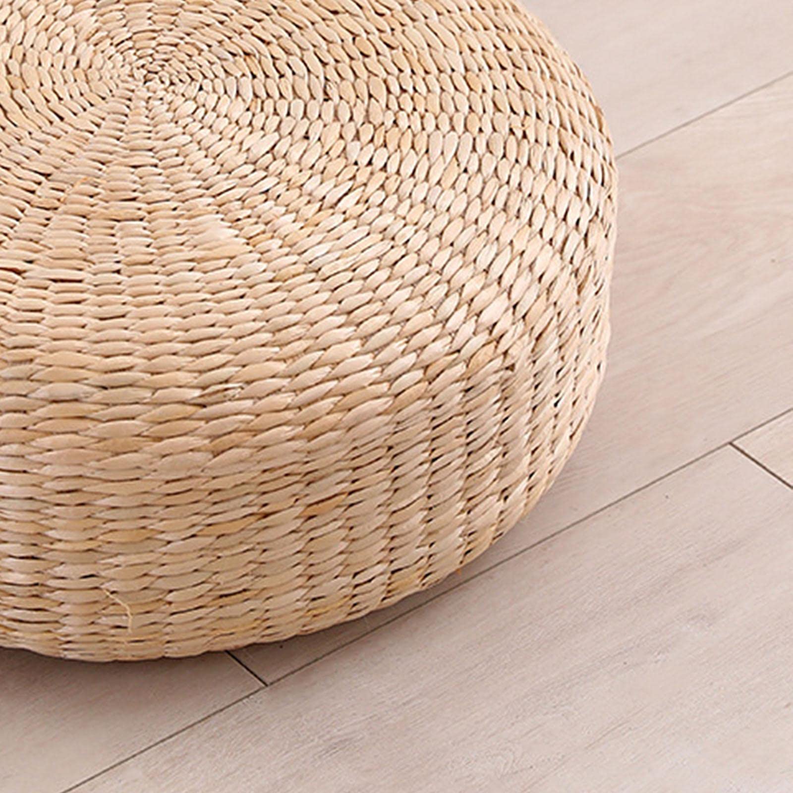 Floor Cushion Tatami Mat Woven Straw Handmade Kowtow Cushion Seat Pillow 40x20cm