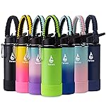 Farsea Insulated Water Bottle With Paracord Handle, Protective Boot and 2 Lids (Straw Lid & Spout Lid), Stainless Steel Water Bottle Wide Mouth, Double Wall Sweat-Proof BPA-Free, 18 oz