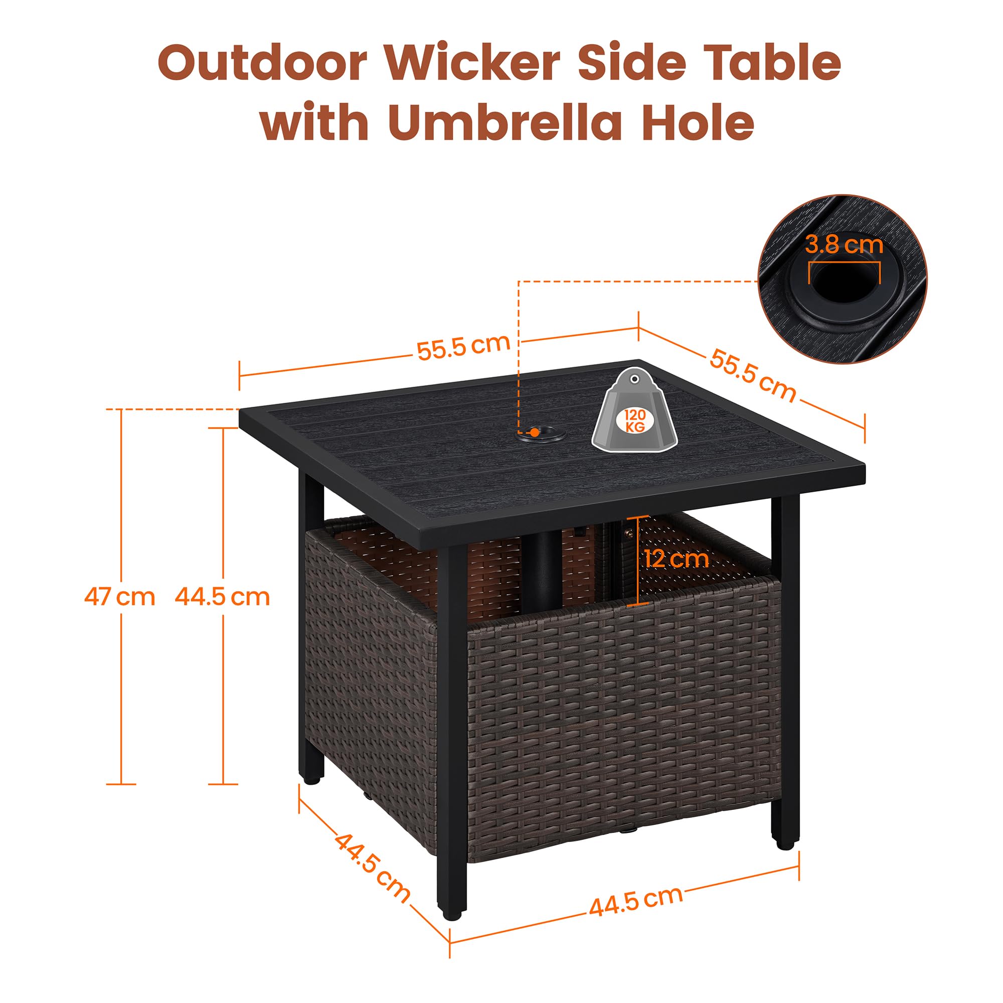 Yaheetech Rattan Outdoor Coffee Table, PE Patio Wicker Bistro Side