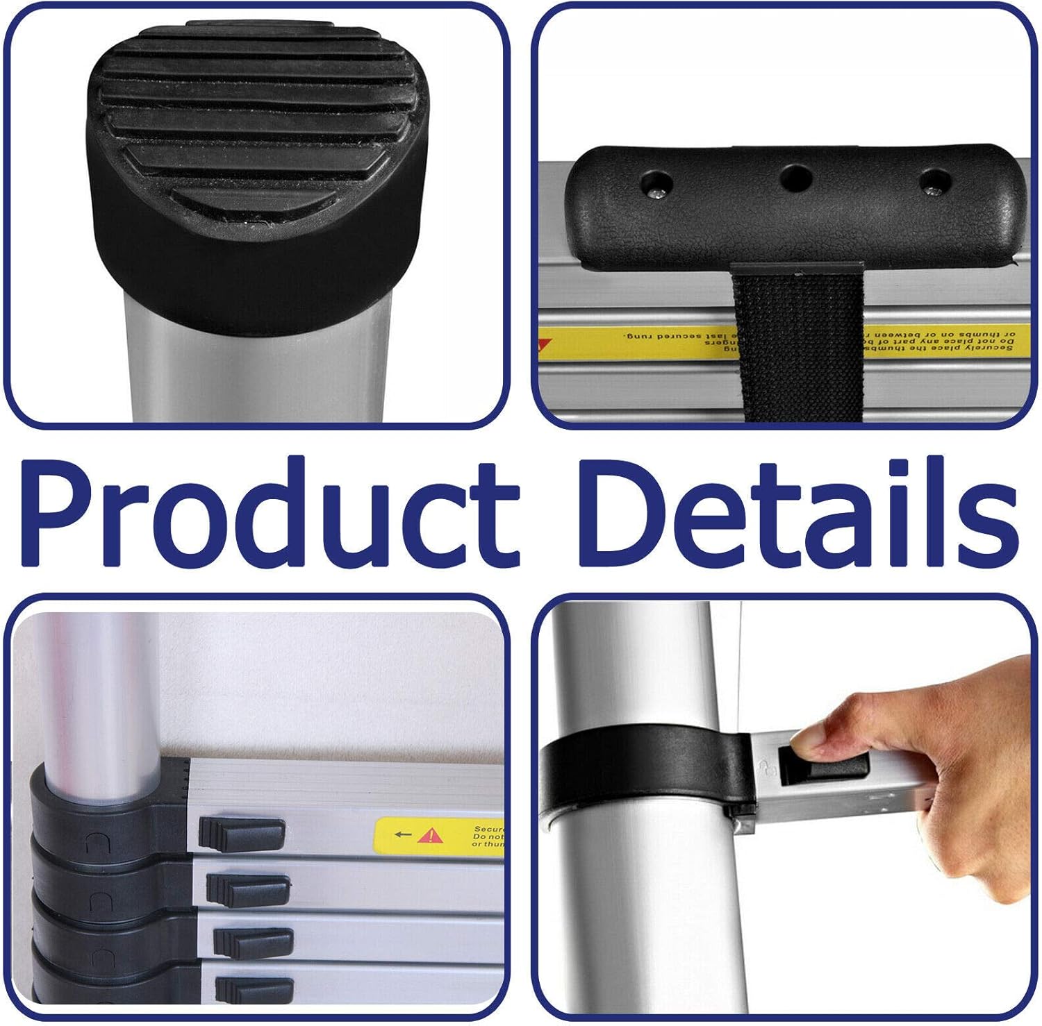 5M/16.5Ft Telescopic Ladder Aluminium Portable Multi-Purpose Extension Ladders Telescoping Ladder Extendable Ladders 13 Steps Loft Ladder