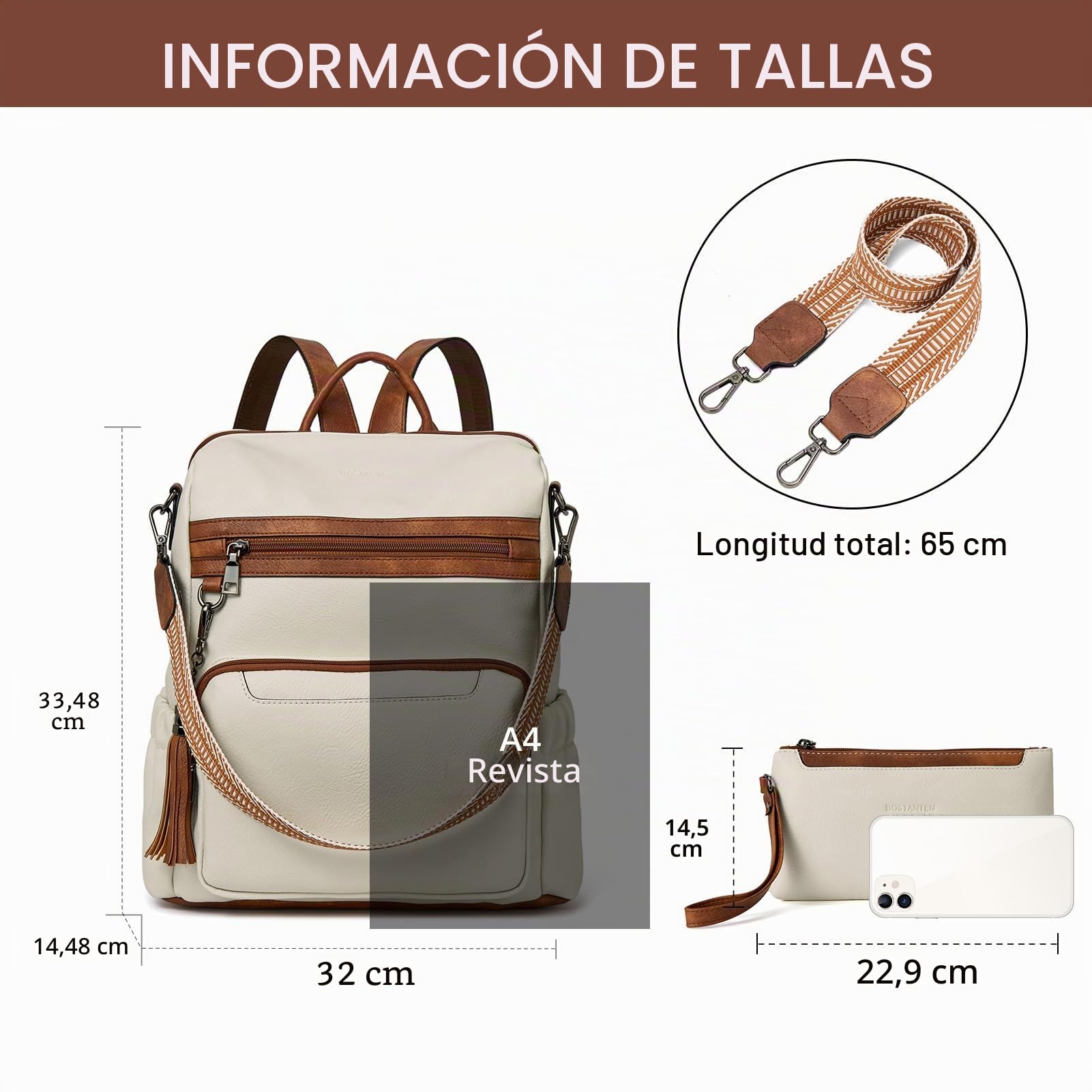 BOSTANTEN Genuino Cuero Mochila Nosotros Estudiante Universidad Casual Viajar Morral para Señora