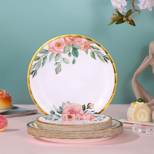 Miniatura 5 de Suministros florales para fiestas de despedida de soltera, juegos de platos y servilletas para decoración de fiestas de jardín, cumpleaños, baby