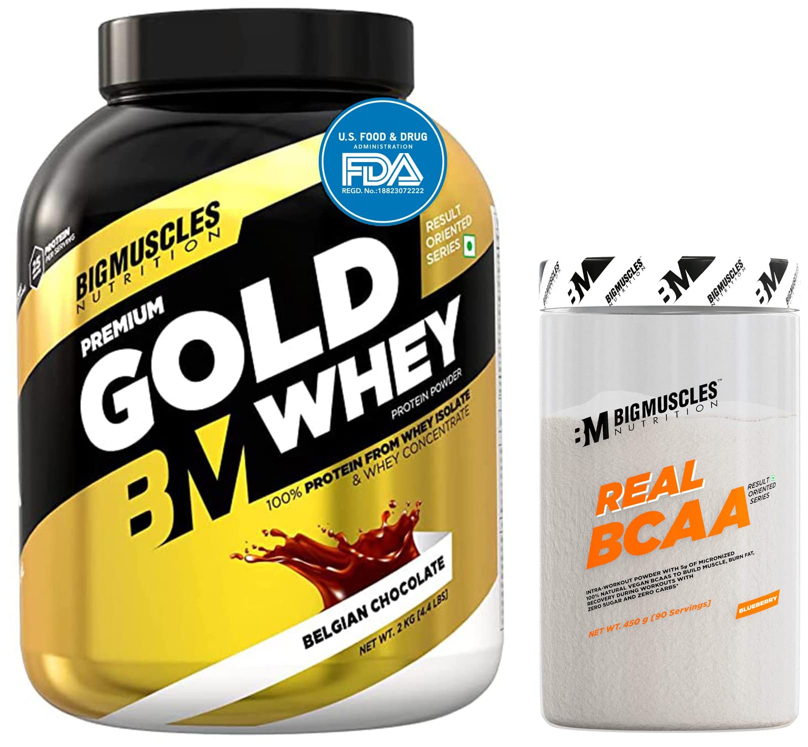 Premium Gold Whey 2Kilogram Whey Protein Isolate Blend |USA FDA REGD. BRAND | 25g Protein Per Serving [Belgian chocolate] & Real BCAA [90 Servings, Blueberry]