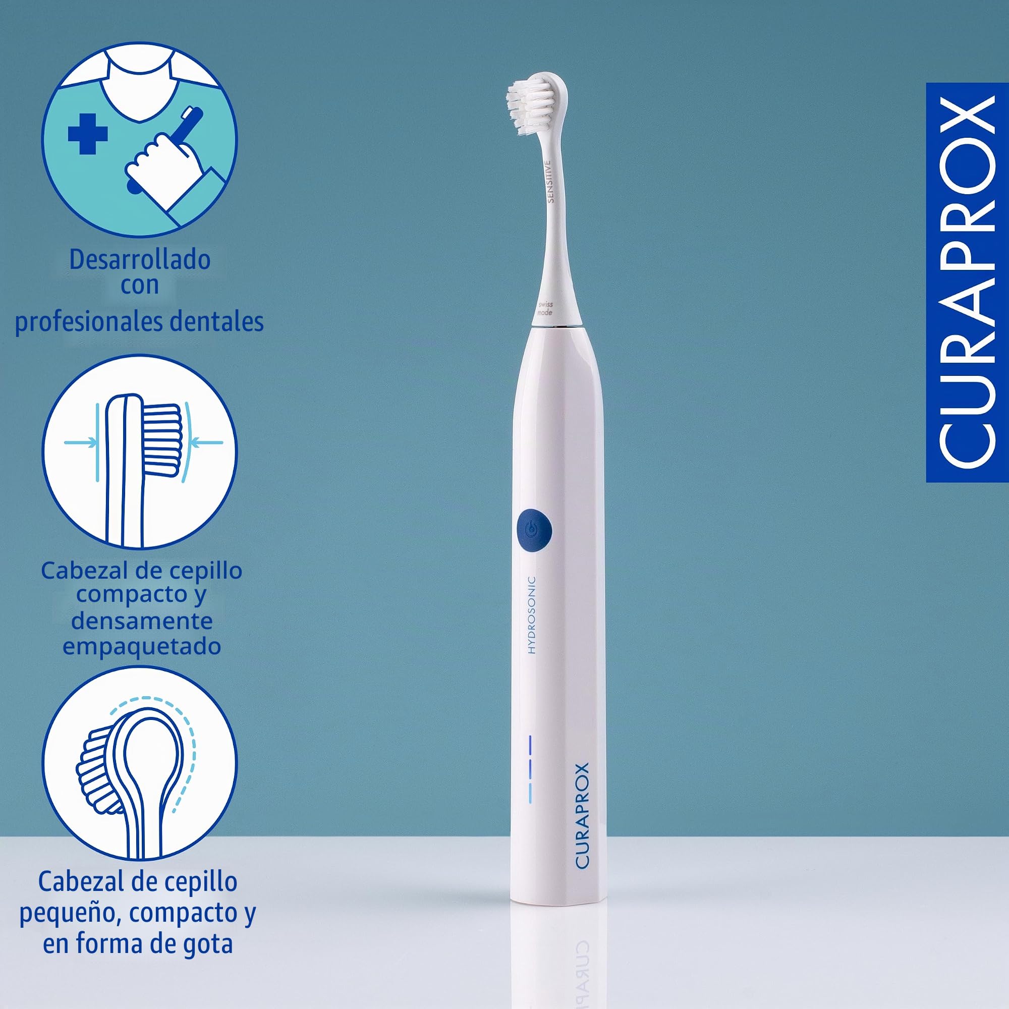 Curaprox Cepillo de dientes Hydrosonic easy Sonic-Para el Cuidado Diario de las Encías y el Control de la Placa/Simple, Efectivo | Confiable/Diseñado en Suiza