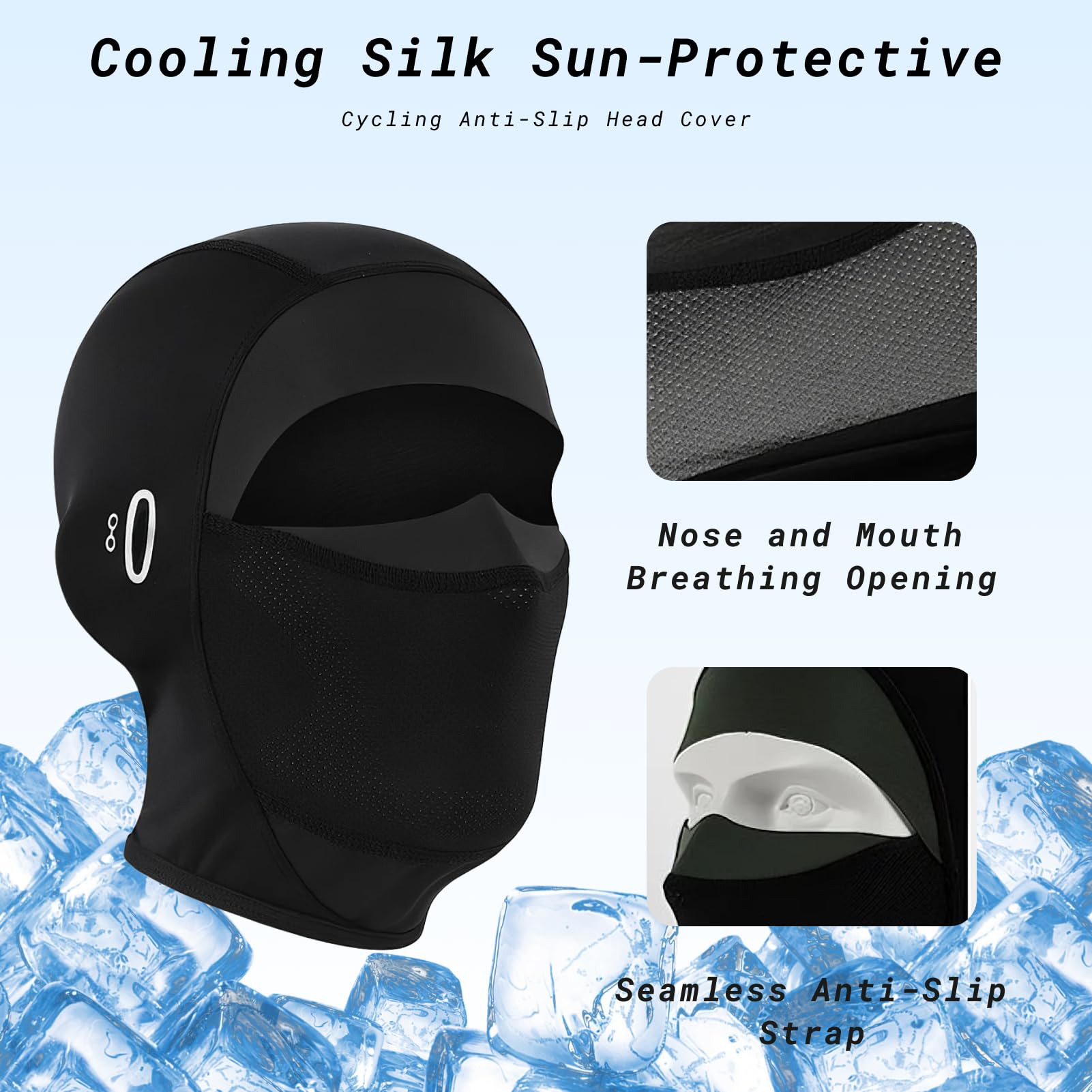 Pasamontañas Verano Transpirable con Protección Solar UPF50+ y Abertura para Gafas, Sotocasco Moto Ligero para Hombre y Mujer, Balaclava Moto para Ciclismo, Running y Deportes al Aire Libre