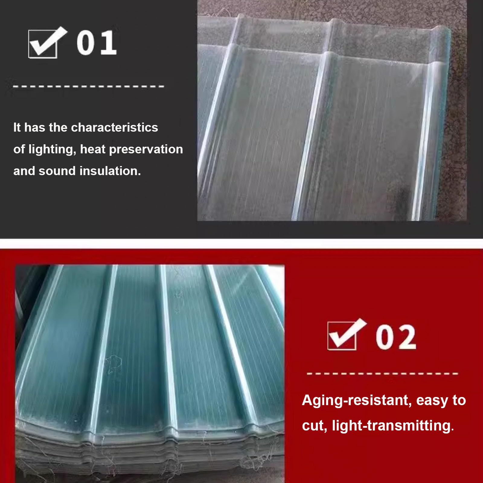 Hojas De Techo Corrugado, Planchas Transparentes Tejados De 1 Mm De Espesor, Placa De Iluminación Natural De Fibra De Vidrio, Placa Ondulada Anti-UV Para Uso En Exteriores (0.9×1.7m/35×67in)