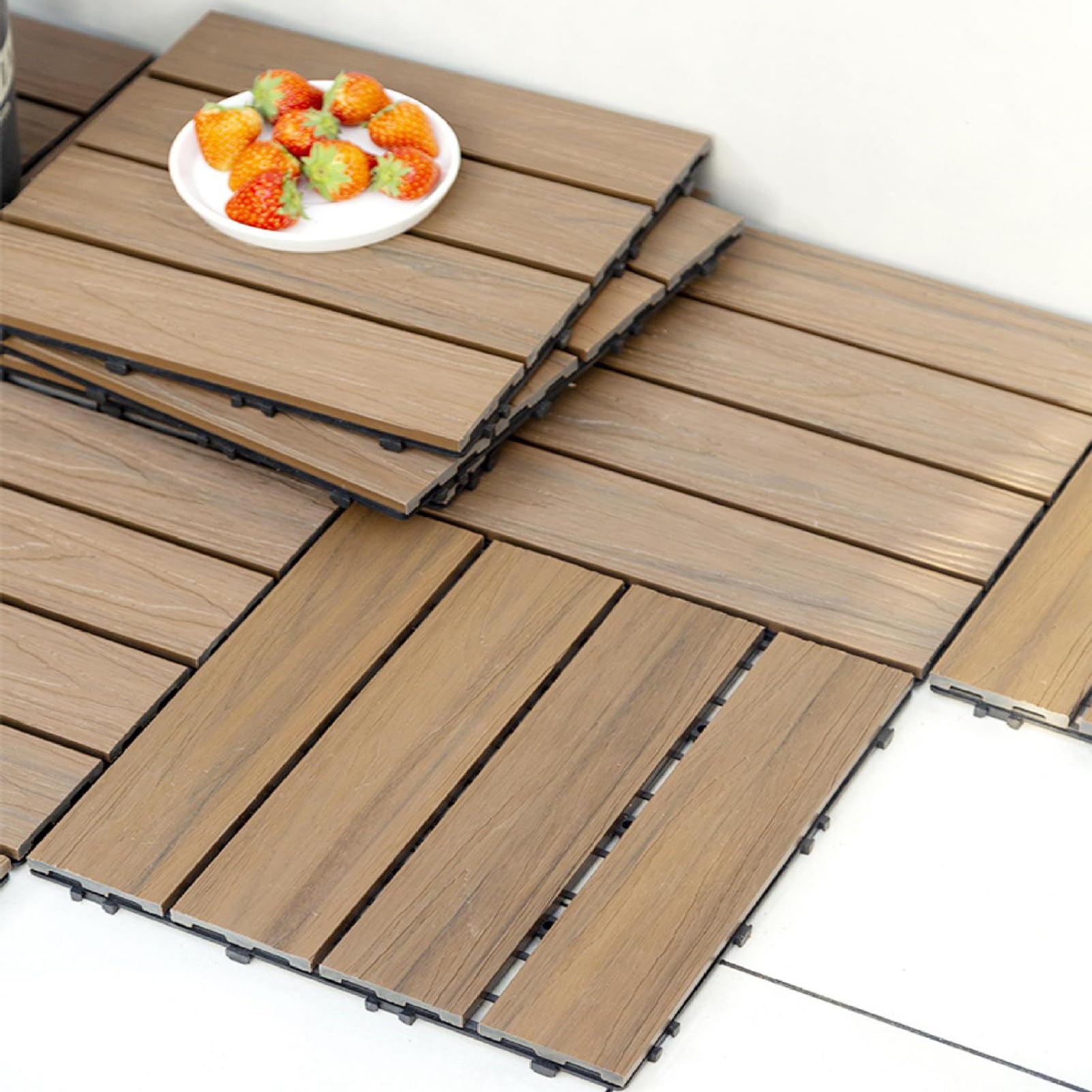 Baldosas de cubierta entrelazadas madera maciza acacia